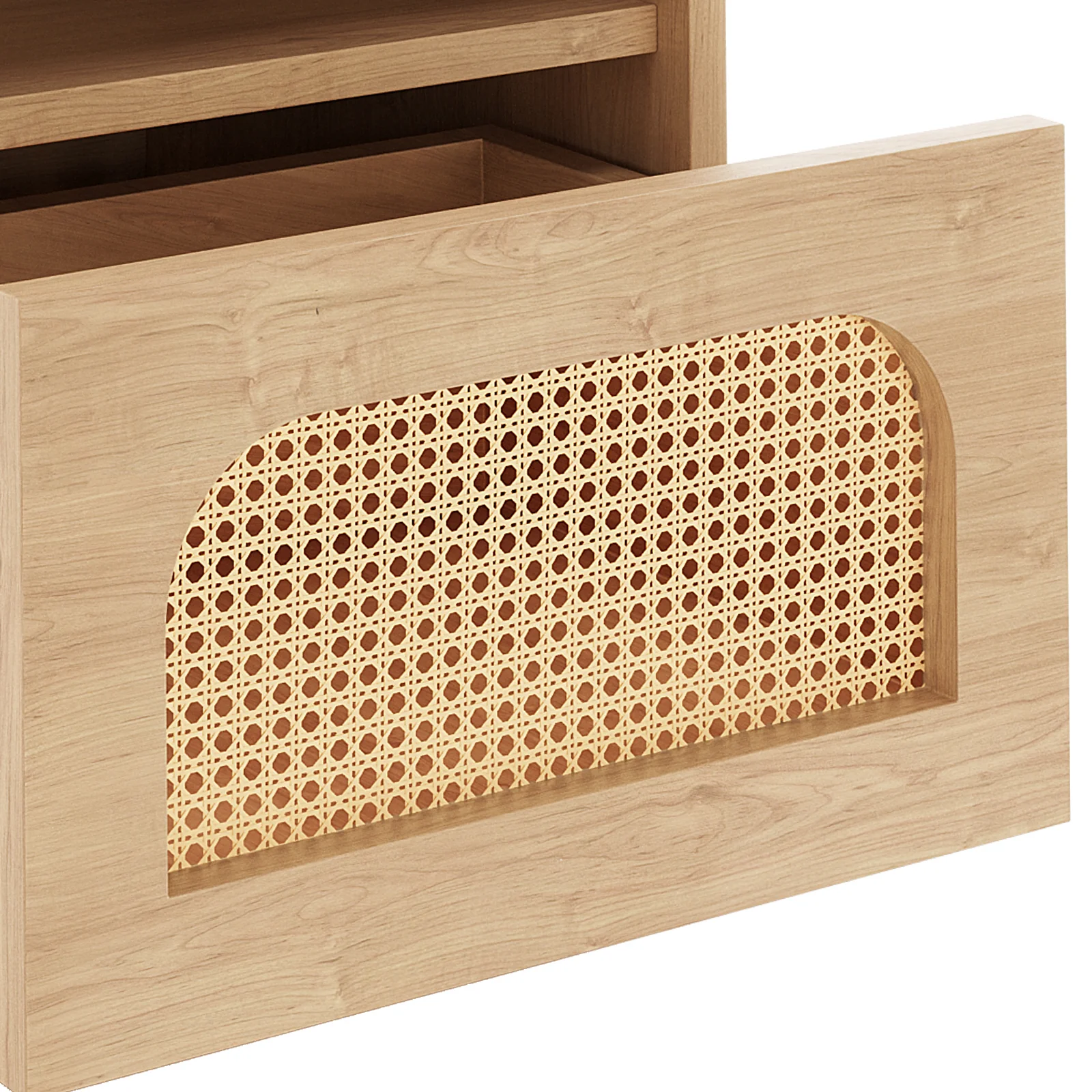 Dialga 45cm Rattan Bedside Table with Storage in Natural - Image 7