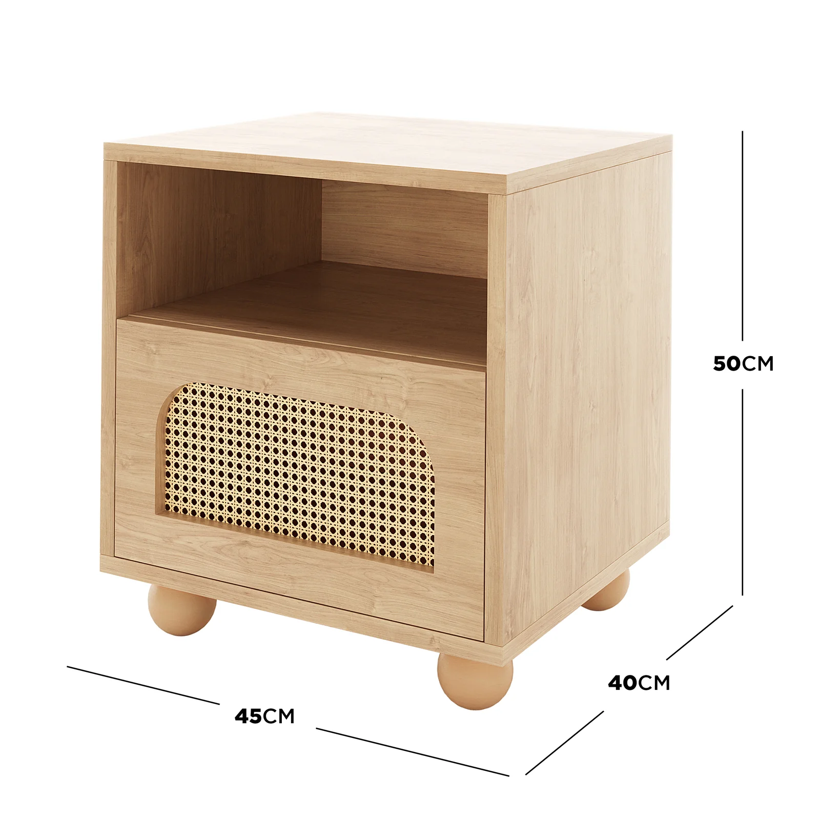 Dialga 45cm Rattan Bedside Table with Storage in Natural - Image 8