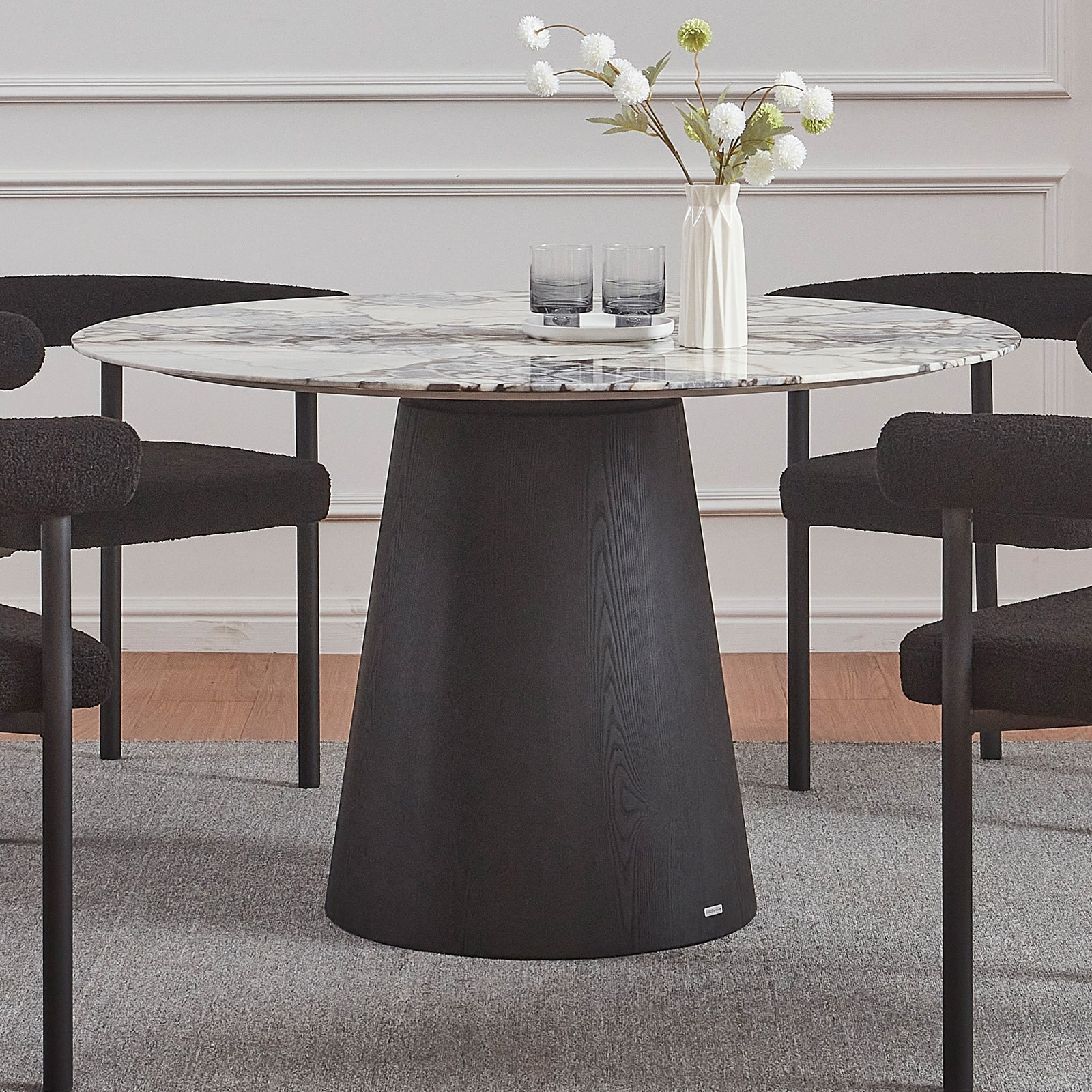 Dina 120cm Round Marble Dining Table in Real Blue Galaxy Black - Image 5