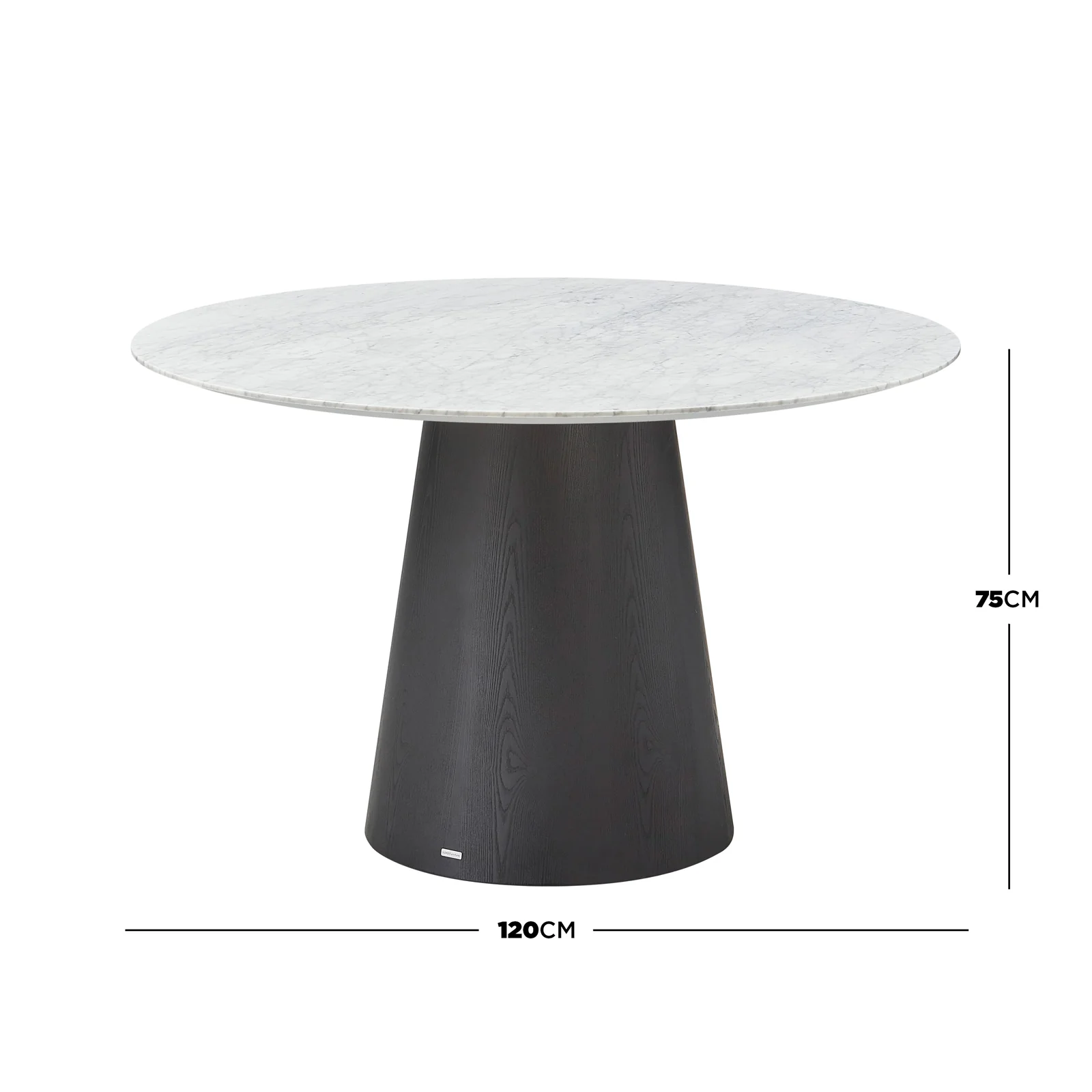 Dina 120cm Round Marble Dining Table in Real Carrara Black - Image 10