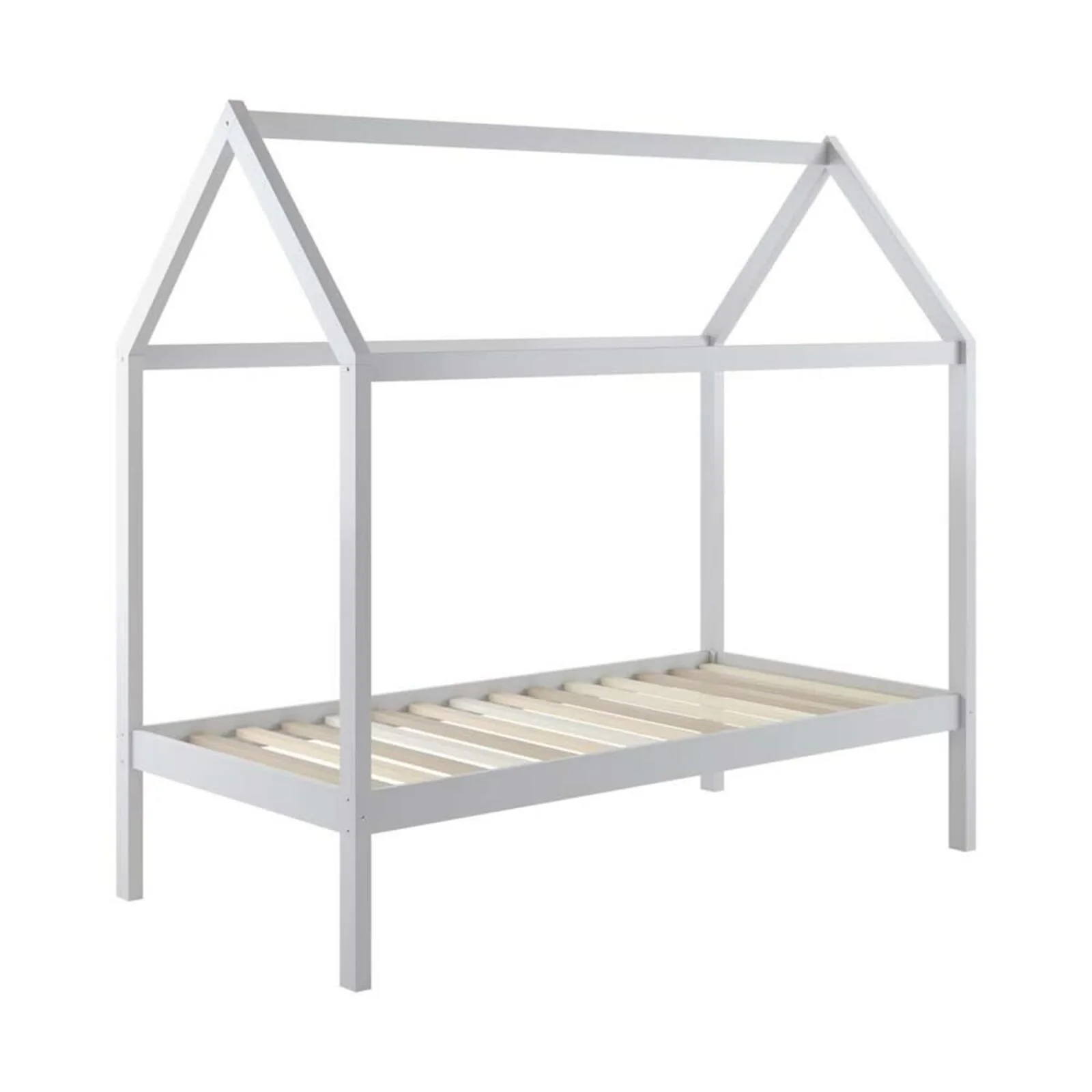 Doris Kids Single Solid Pine House Bed Frame in White - Image 6