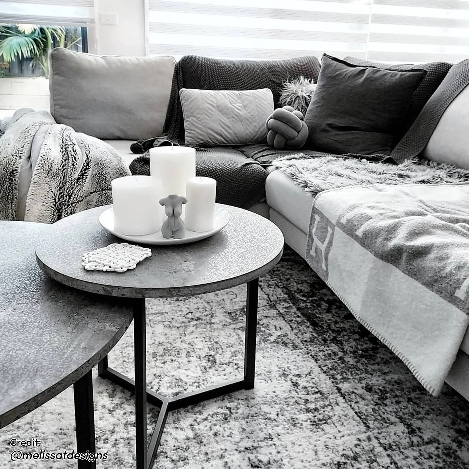 Earl Nesting Coffee Table Set with Black Legs in Concrete - Image 5