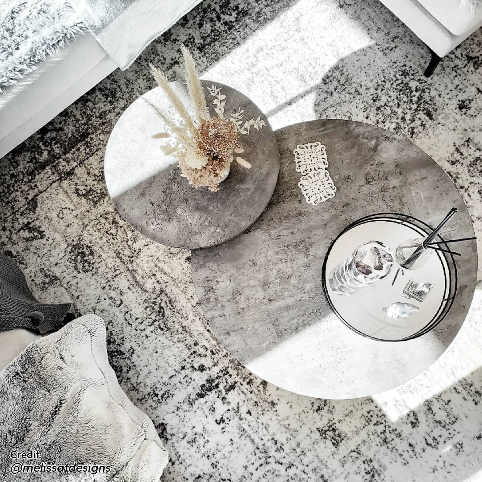 Earl Nesting Coffee Table Set with Black Legs in Concrete - Image 6