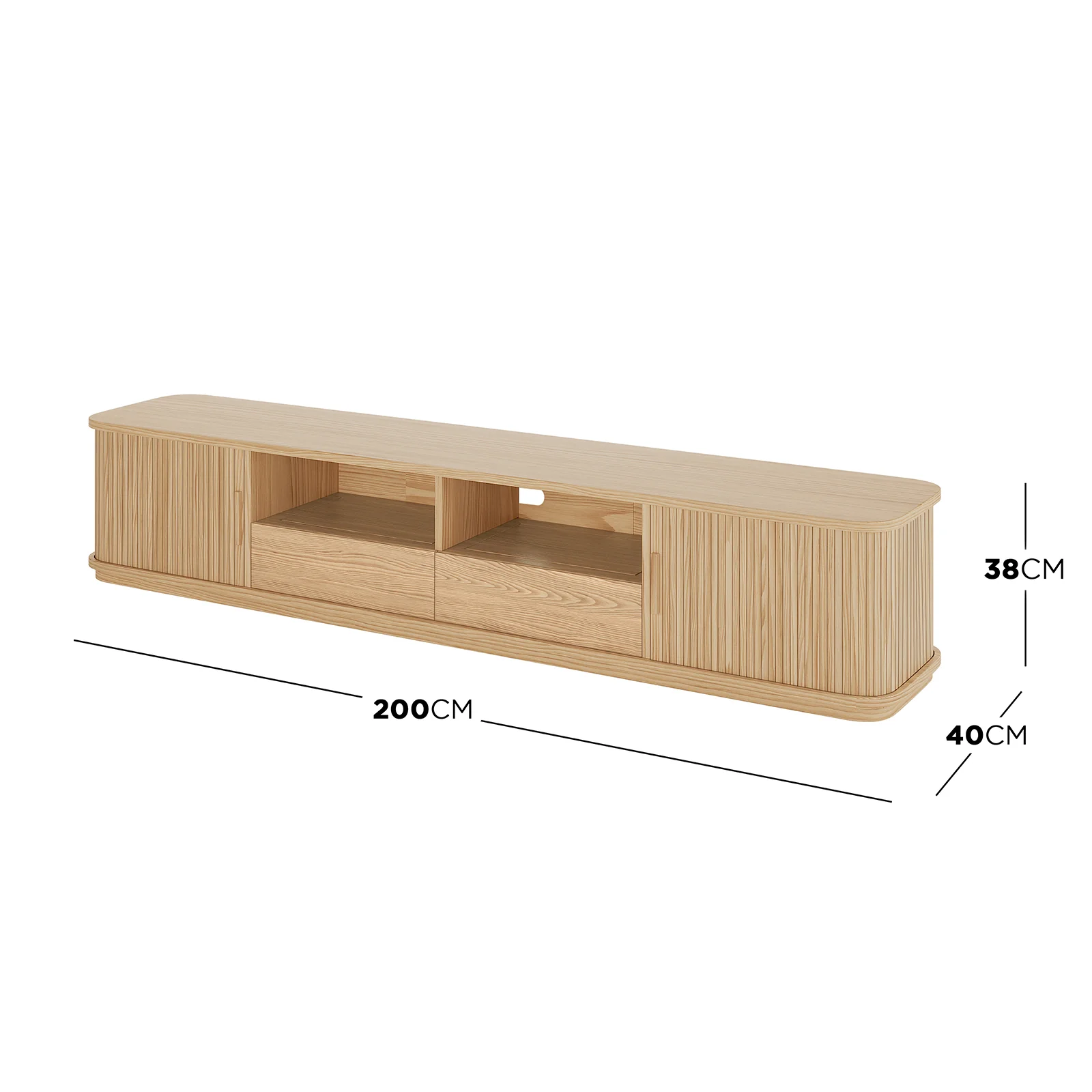 Eddie 200cm Amercian Oak TV Unit with Storage - Image 3