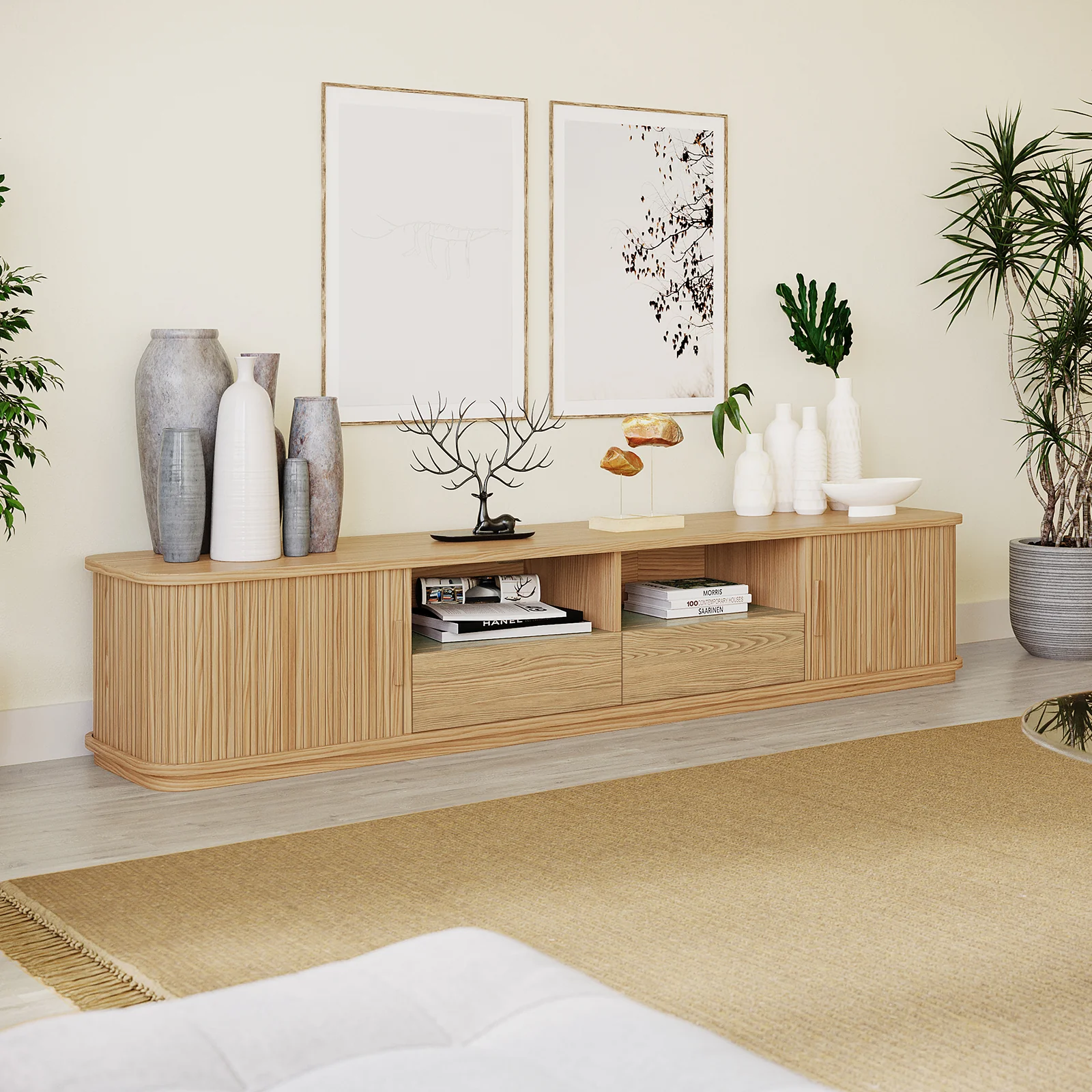 Eddie 200cm Amercian Oak TV Unit with Storage - Image 8