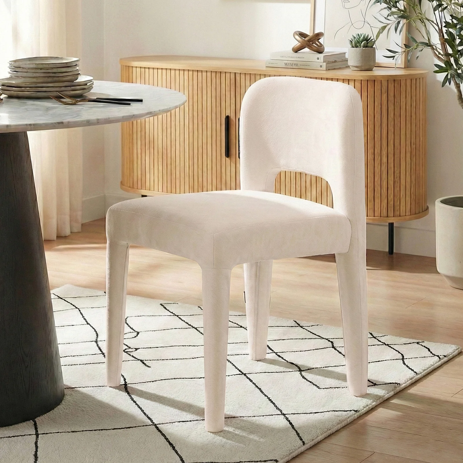 Edris Upholstered Leg Dining Chair in Oat (Set of 2) - Image 2