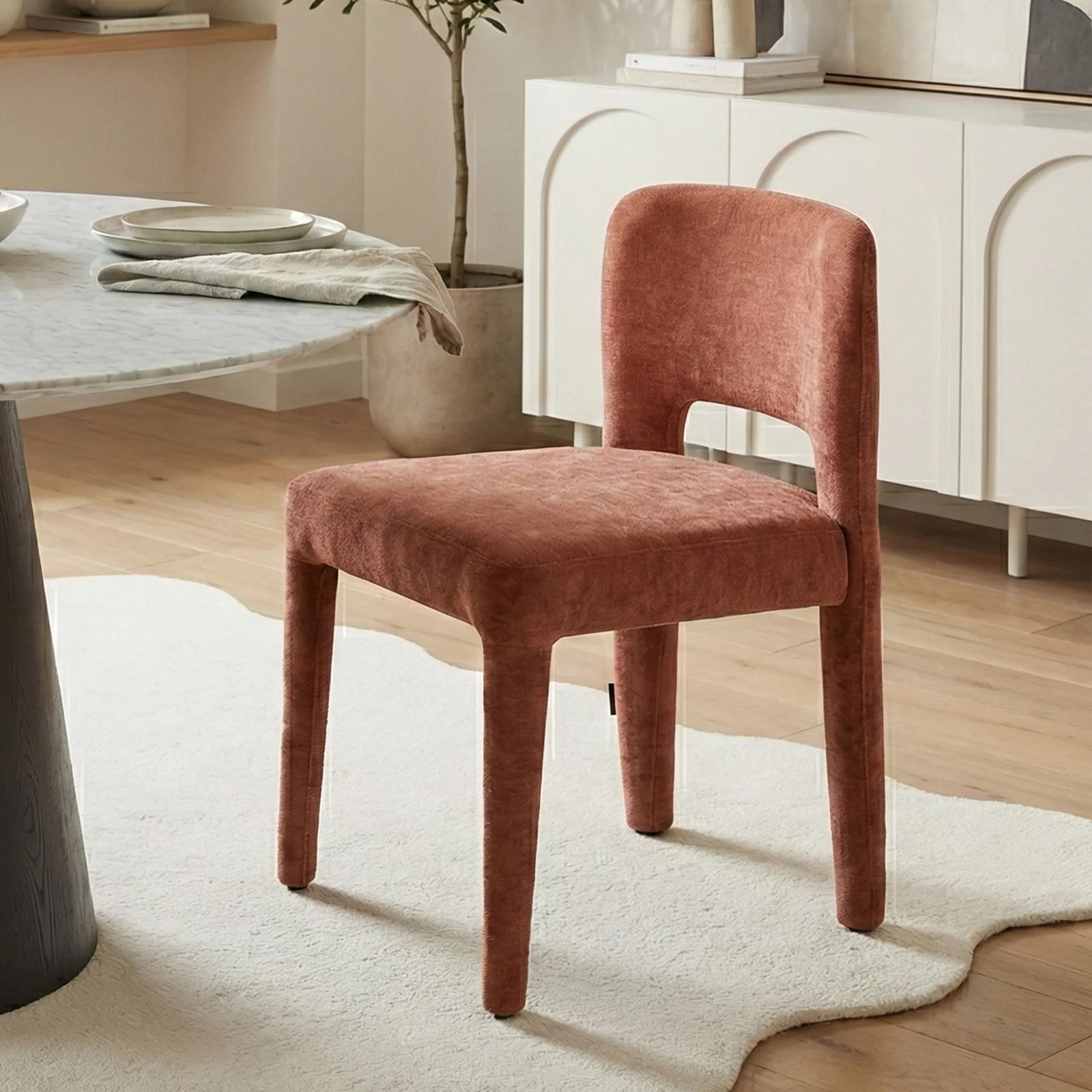 Edris Upholstered Leg Dining Chair in Terracotta (Set of 2) - Image 2