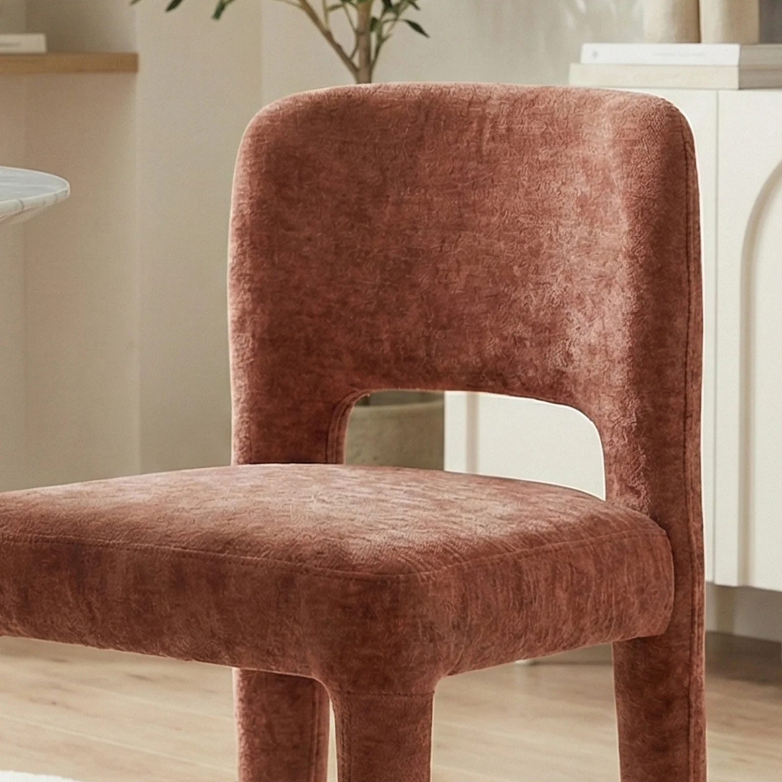 Edris Upholstered Leg Dining Chair in Terracotta (Set of 2) - Image 4