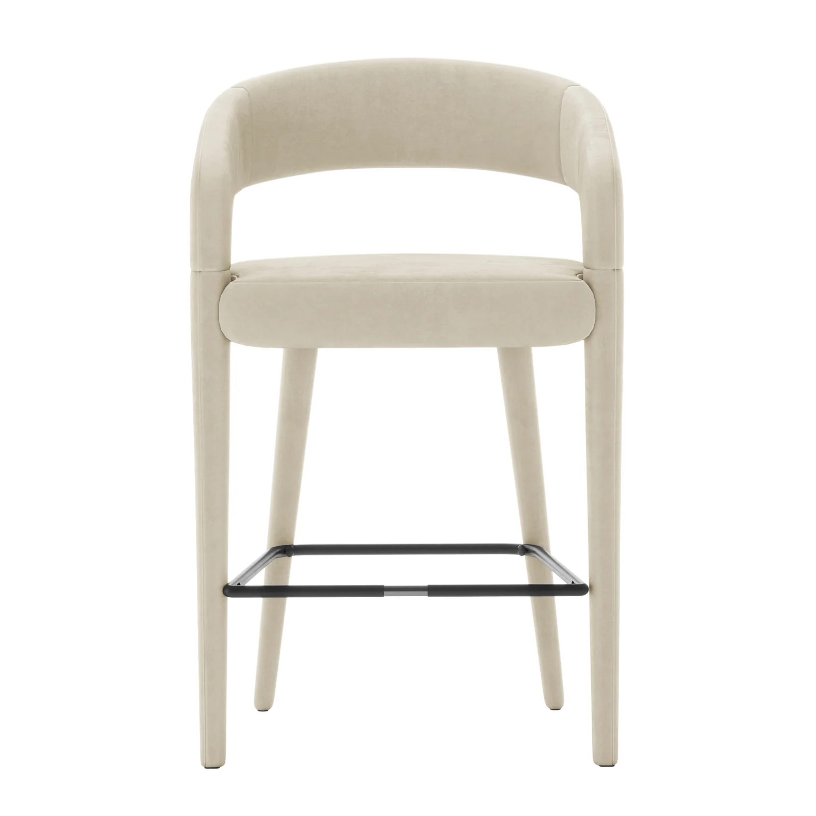 Eisha Velvet Bar Stool Set of 2 in Beige - Image 4