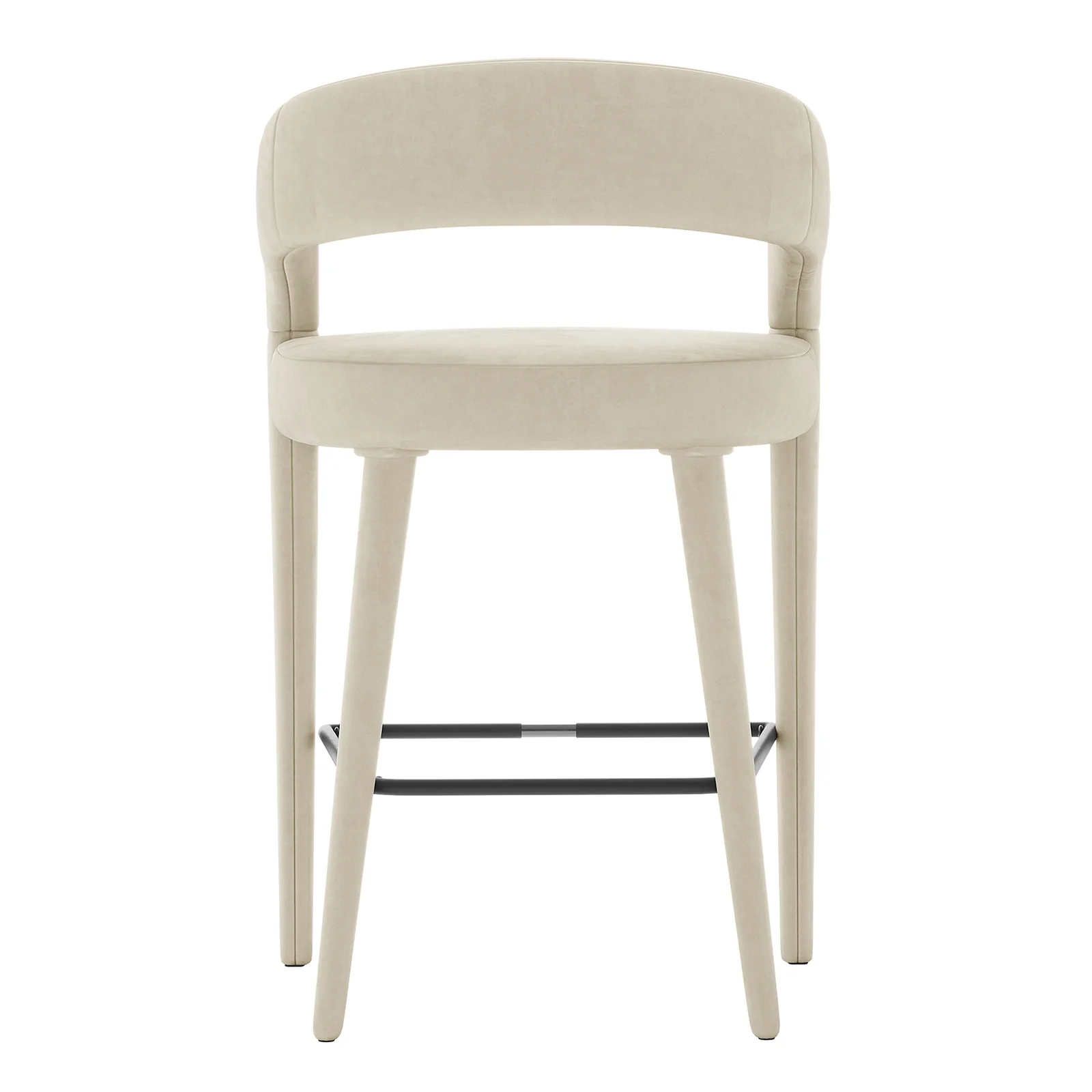 Eisha Velvet Bar Stool Set of 2 in Beige - Image 7