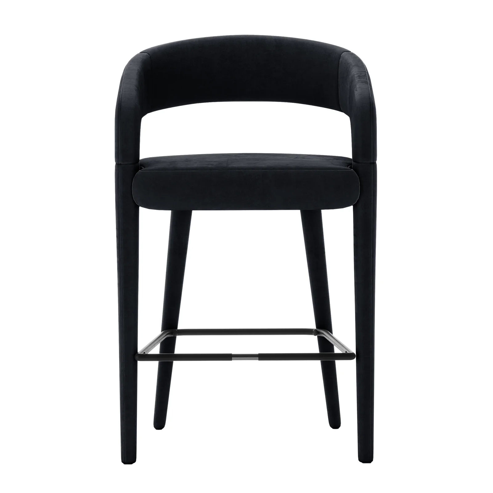 Eisha Velvet Bar Stool Set of 2 in Black - Image 4