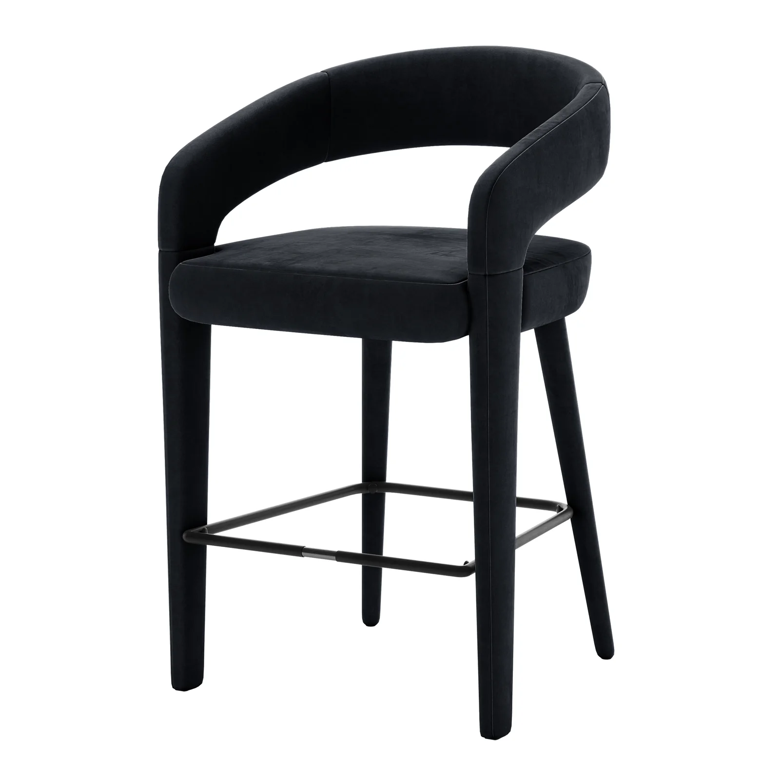 Eisha Velvet Bar Stool Set of 2 in Black - Image 5