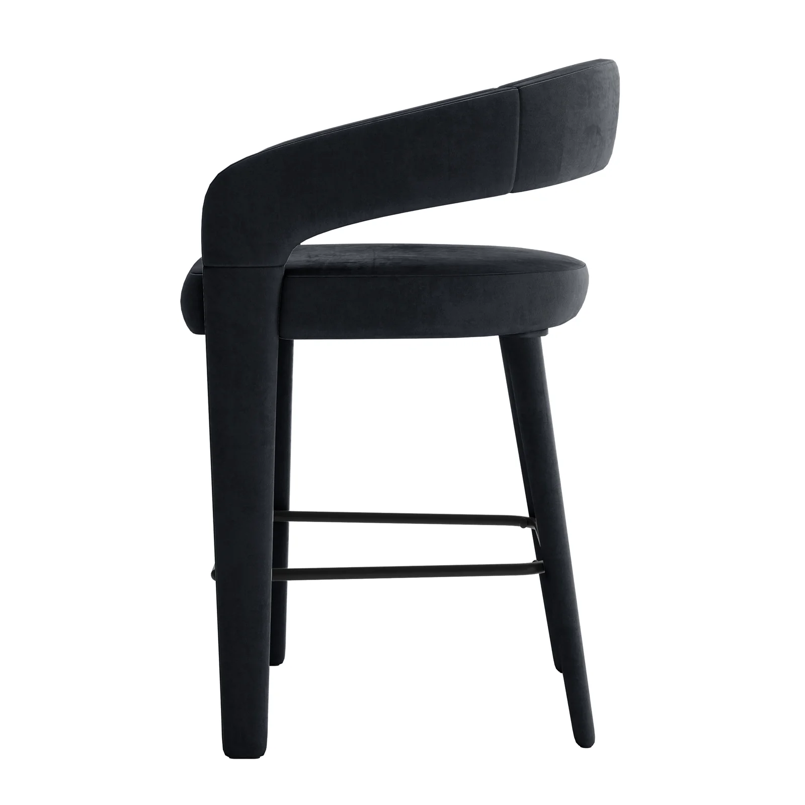 Eisha Velvet Bar Stool Set of 2 in Black - Image 6