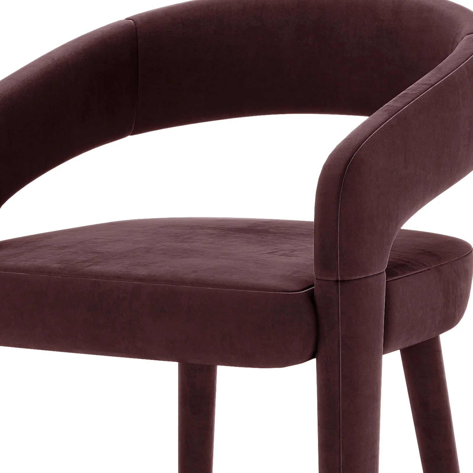 Eisha Velvet Bar Stool Set of 2 in Dark Plum - Image 3