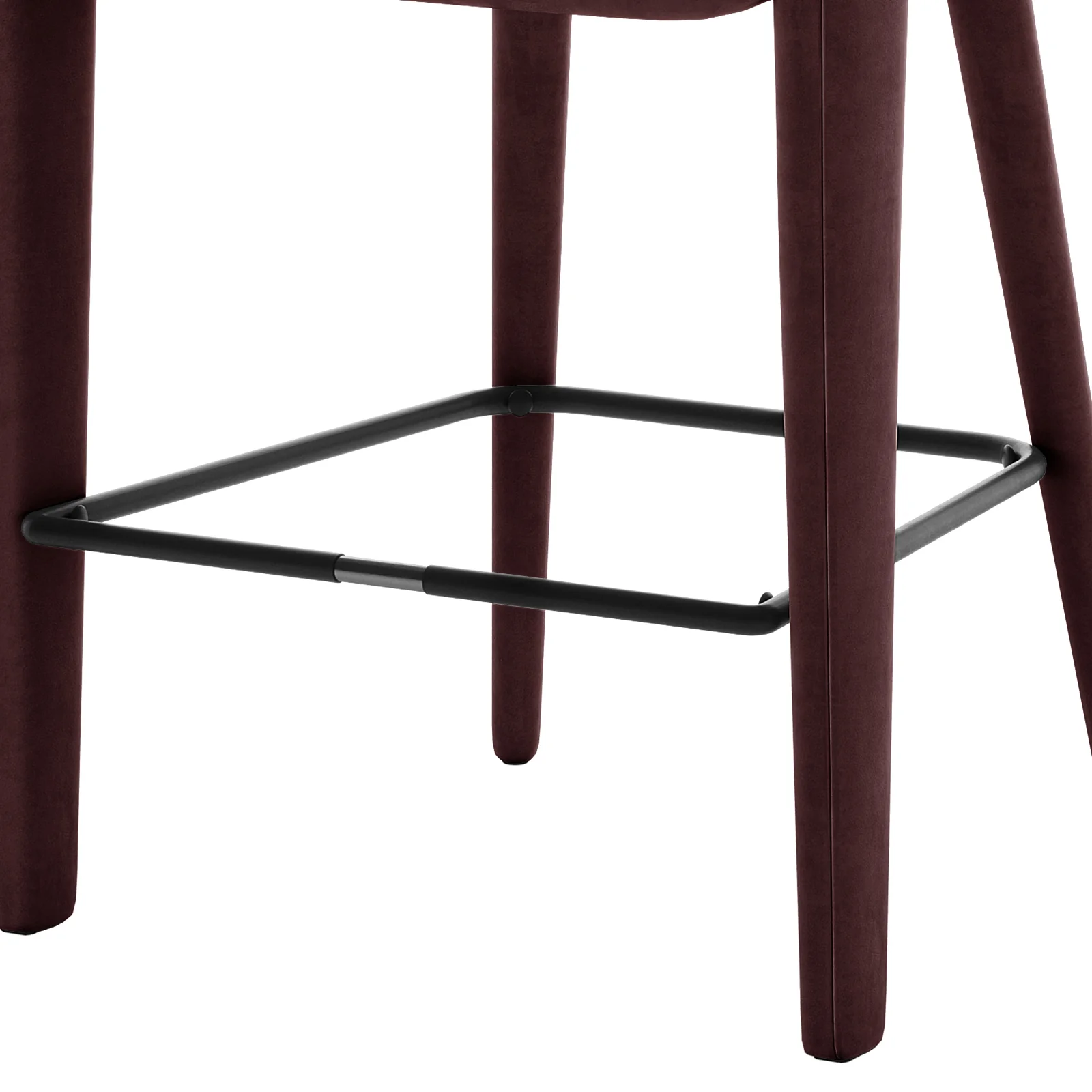 Eisha Velvet Bar Stool Set of 2 in Dark Plum - Image 4