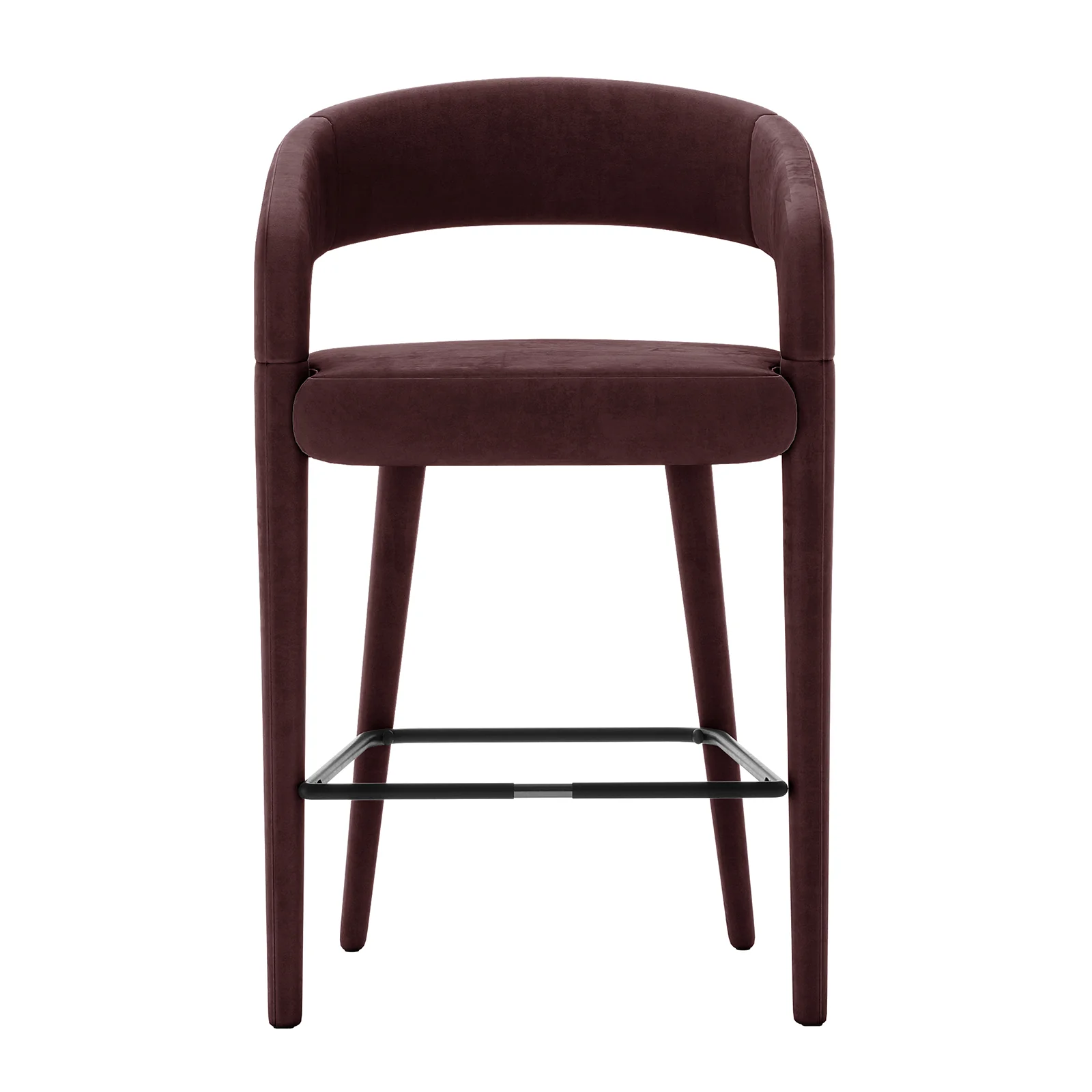 Eisha Velvet Bar Stool Set of 2 in Dark Plum - Image 6
