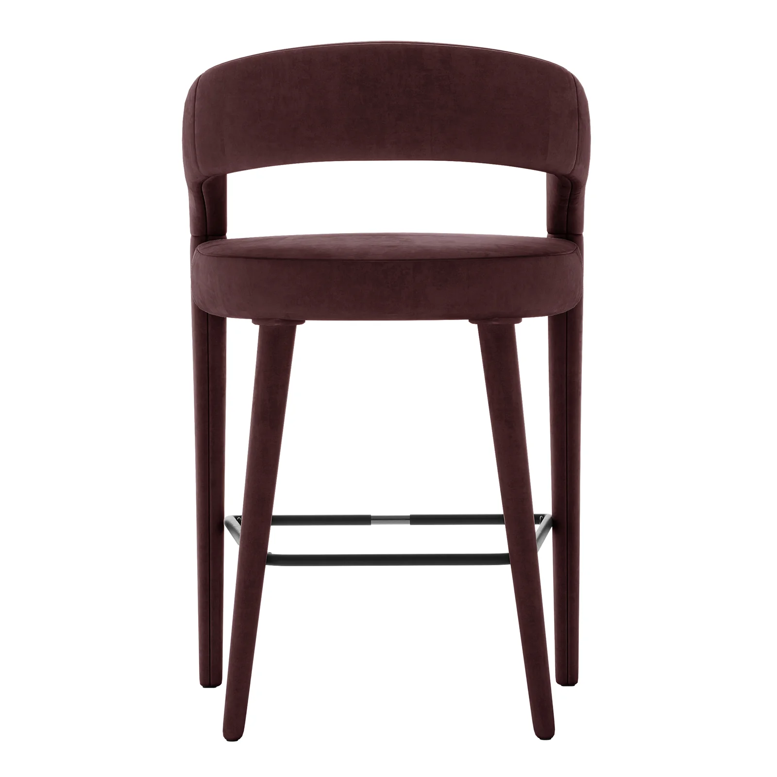 Eisha Velvet Bar Stool Set of 2 in Dark Plum - Image 9