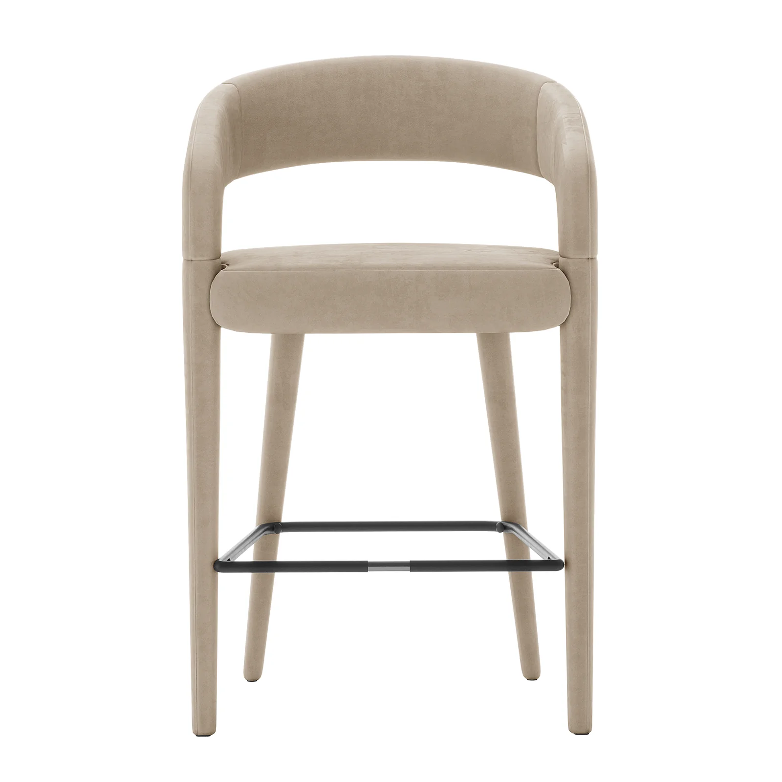 Eisha Velvet Bar Stool Set of 2 in Warm Grey - Image 4
