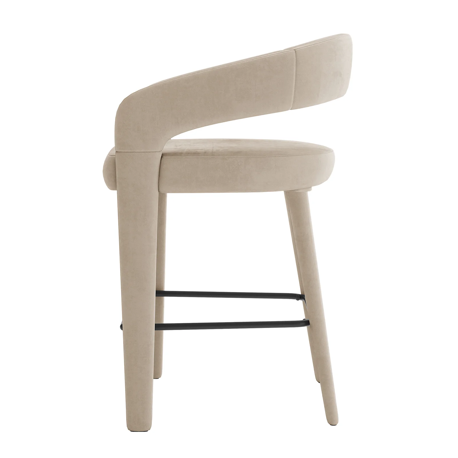 Eisha Velvet Bar Stool Set of 2 in Warm Grey - Image 6
