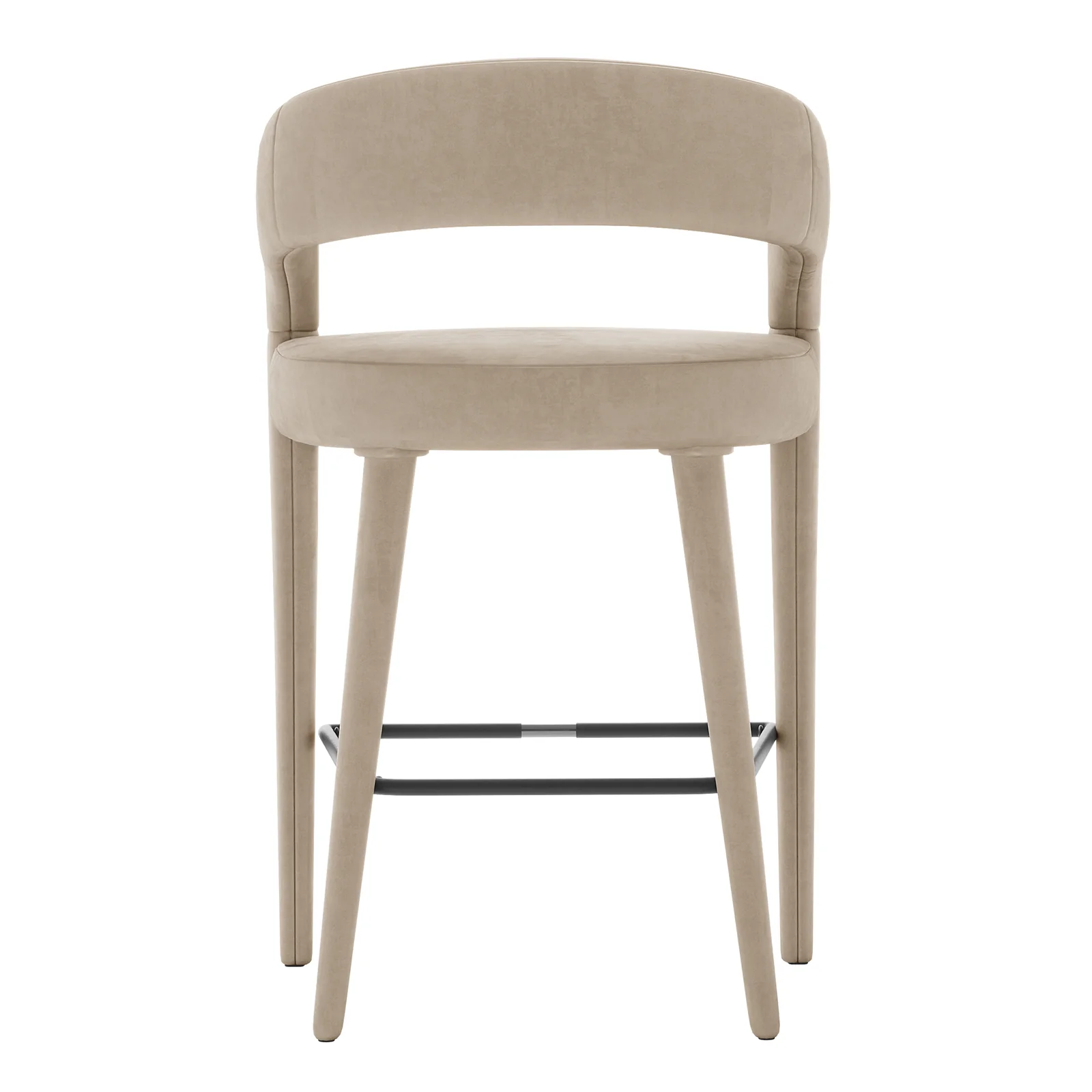 Eisha Velvet Bar Stool Set of 2 in Warm Grey - Image 7
