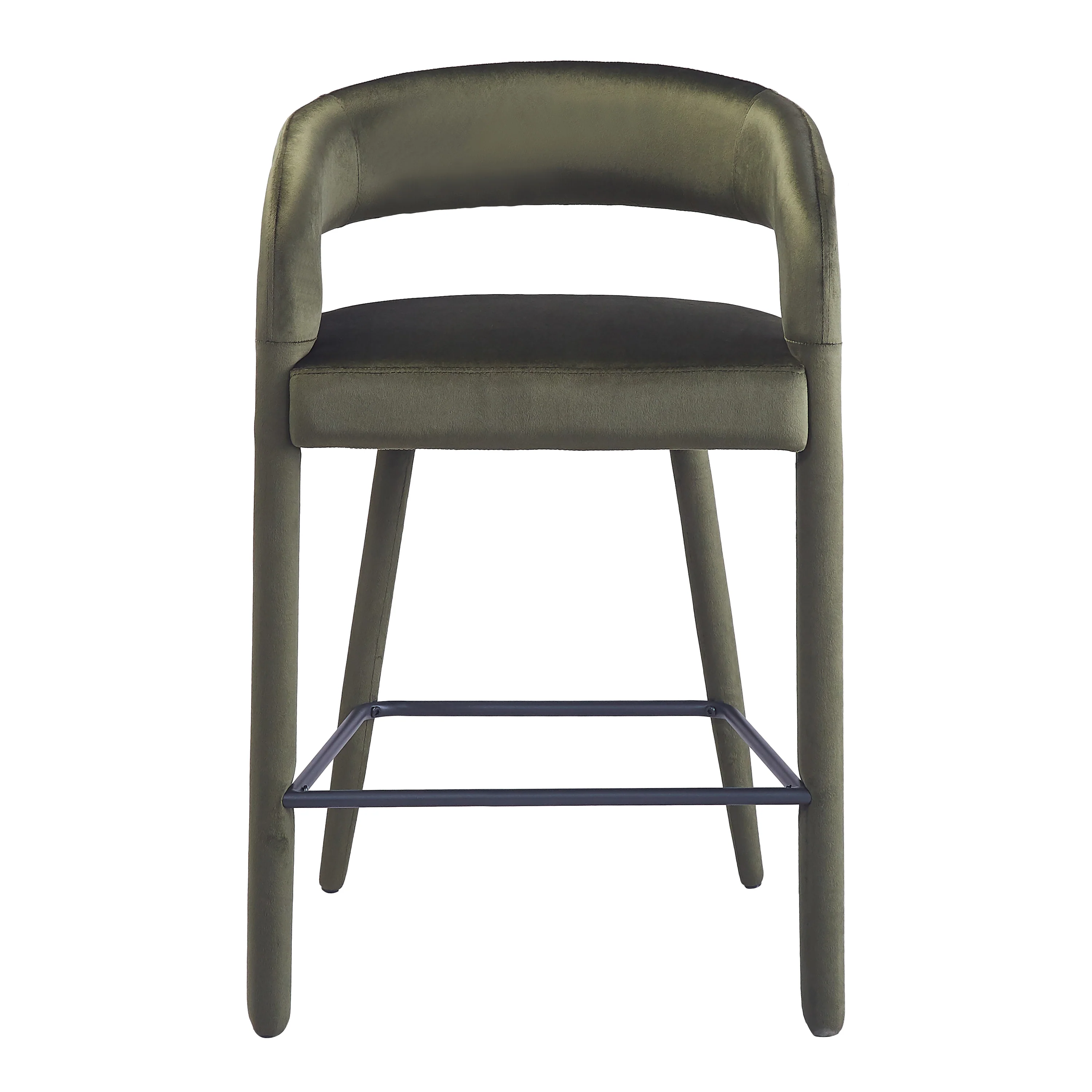 Eisha Velvet Bar Stool Set of 2 in Woodland Green - Image 5