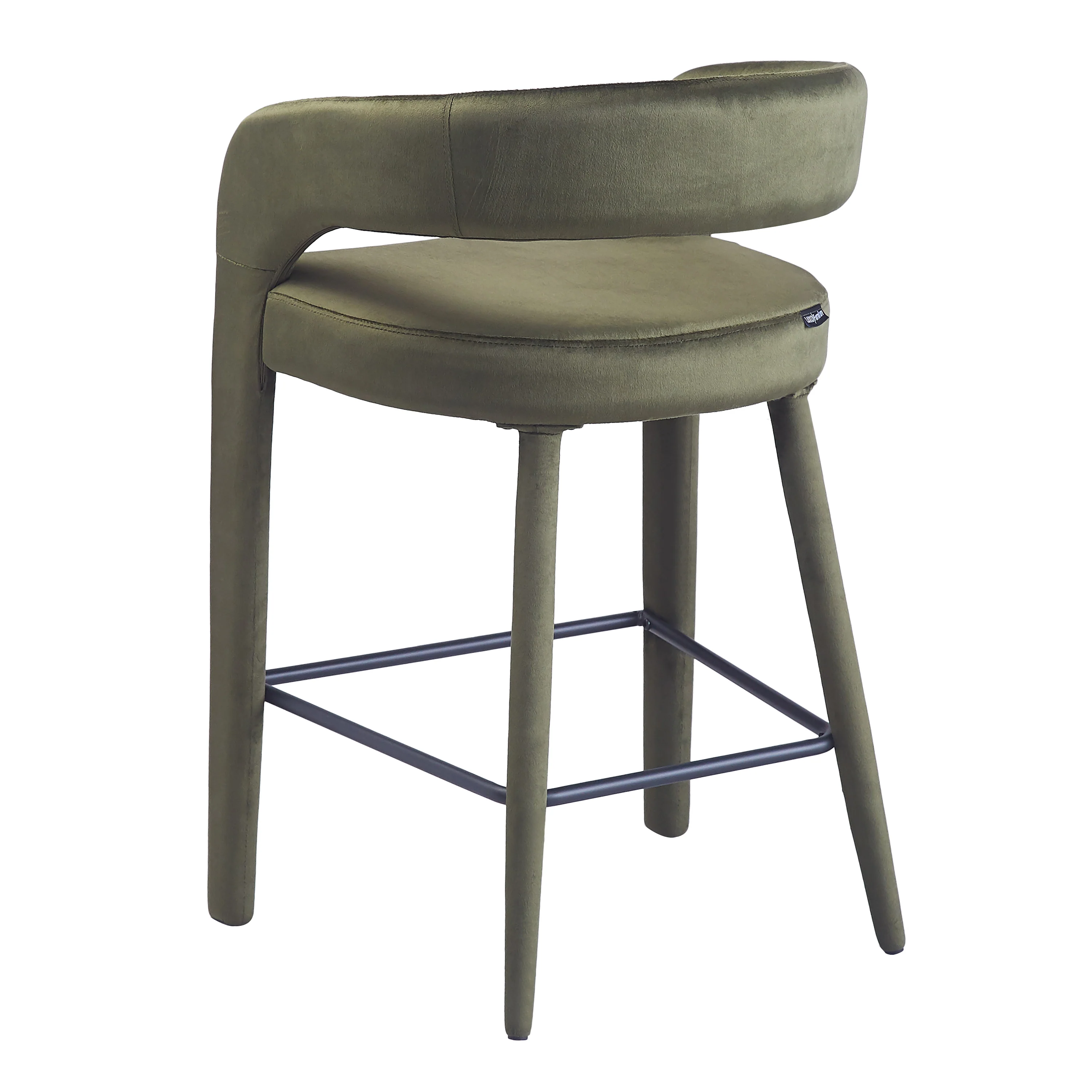 Eisha Velvet Bar Stool Set of 2 in Woodland Green - Image 7