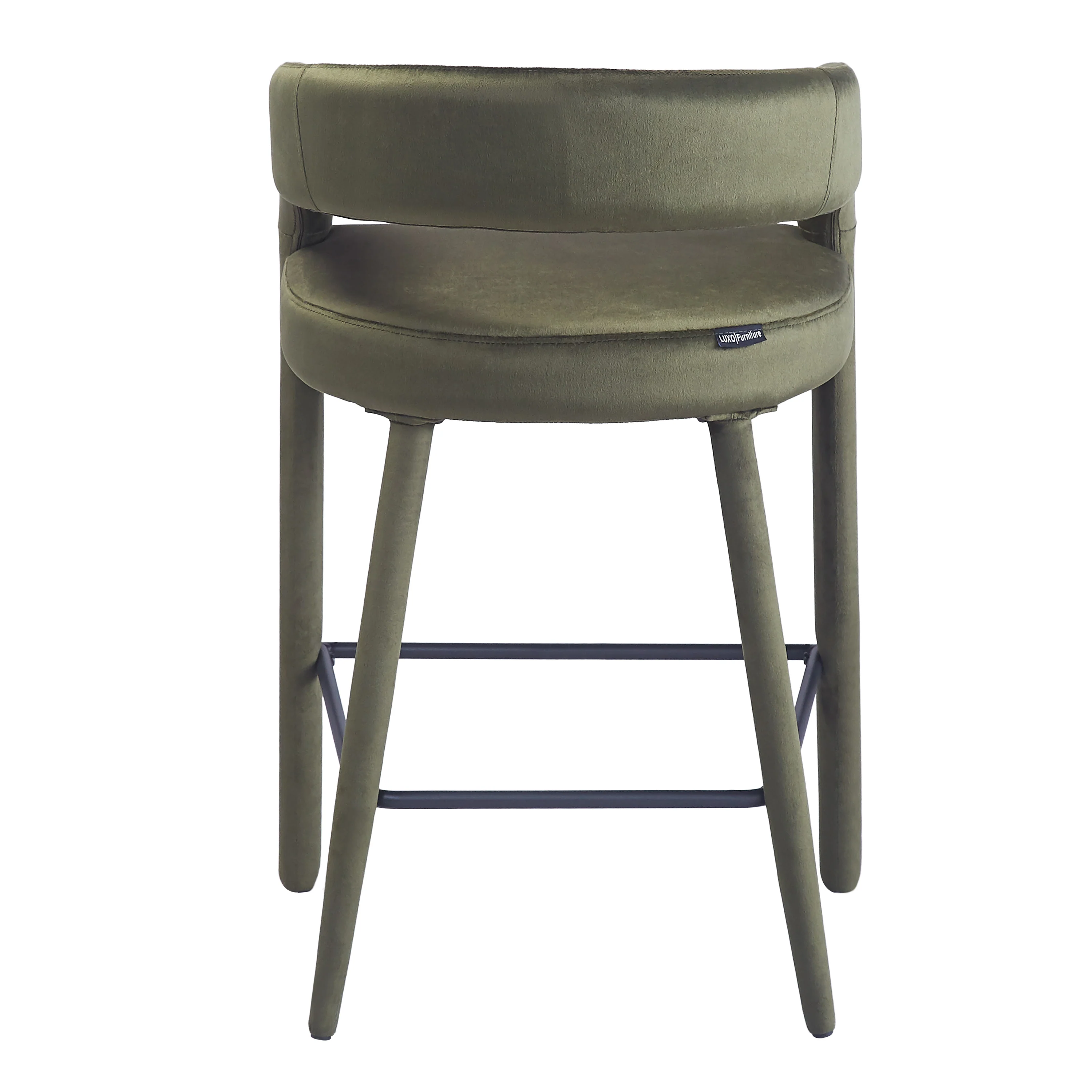 Eisha Velvet Bar Stool Set of 2 in Woodland Green - Image 8