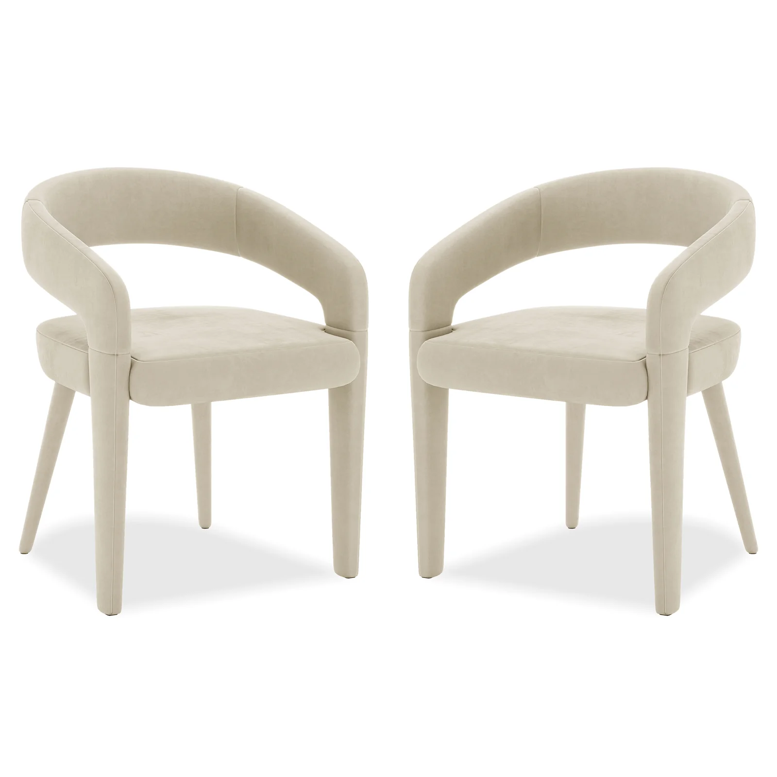 Eisha Velvet Dining Chair Set of 2 in Beige