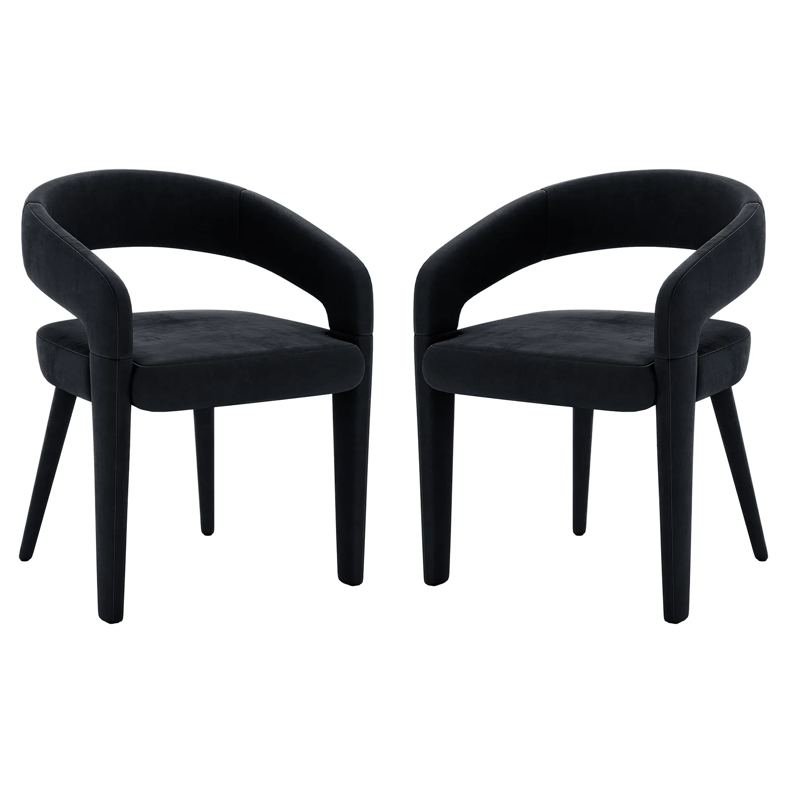 Eisha Velvet Dining Chair Set of 2 in Black
