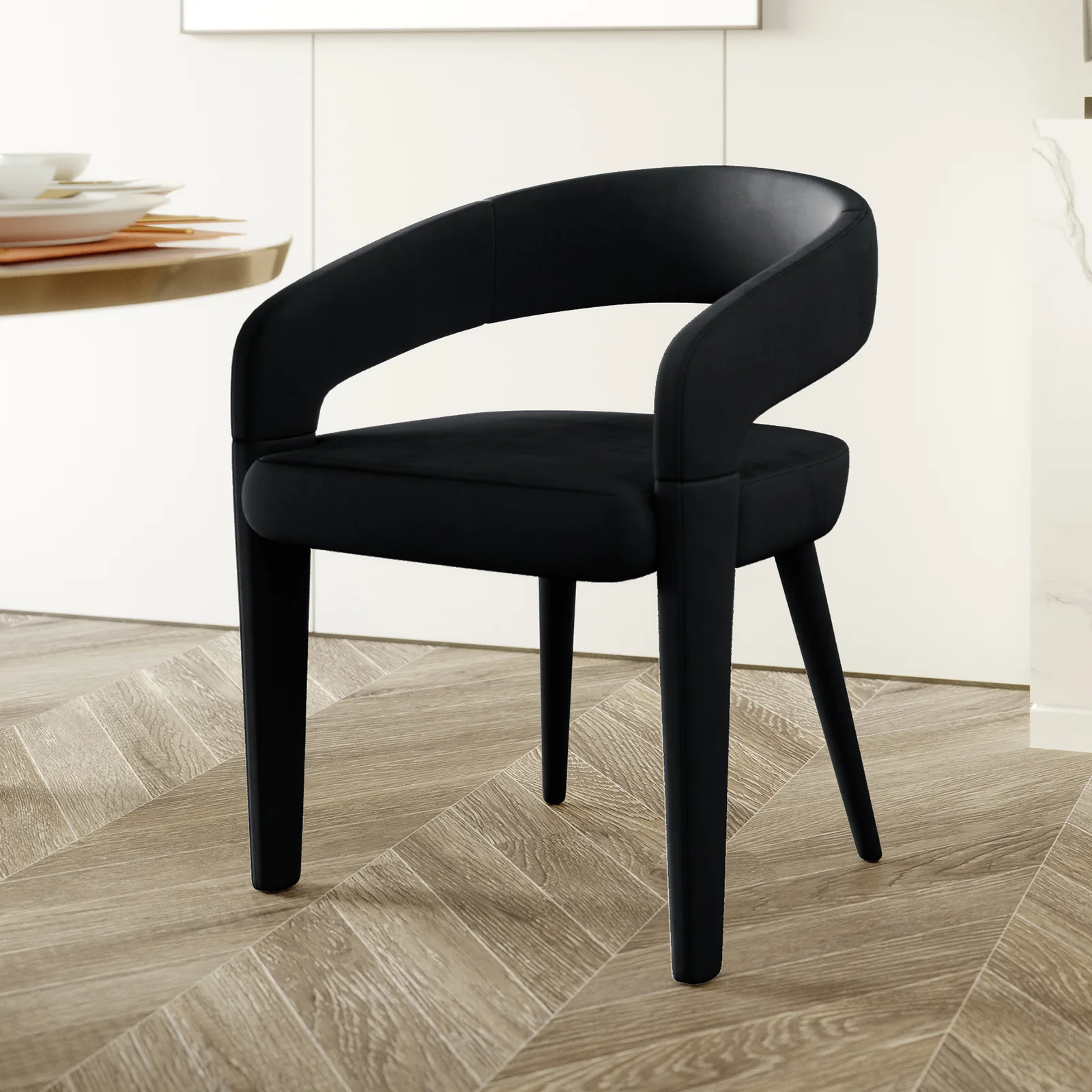 Eisha Velvet Dining Chair Set of 2 in Black - Image 2