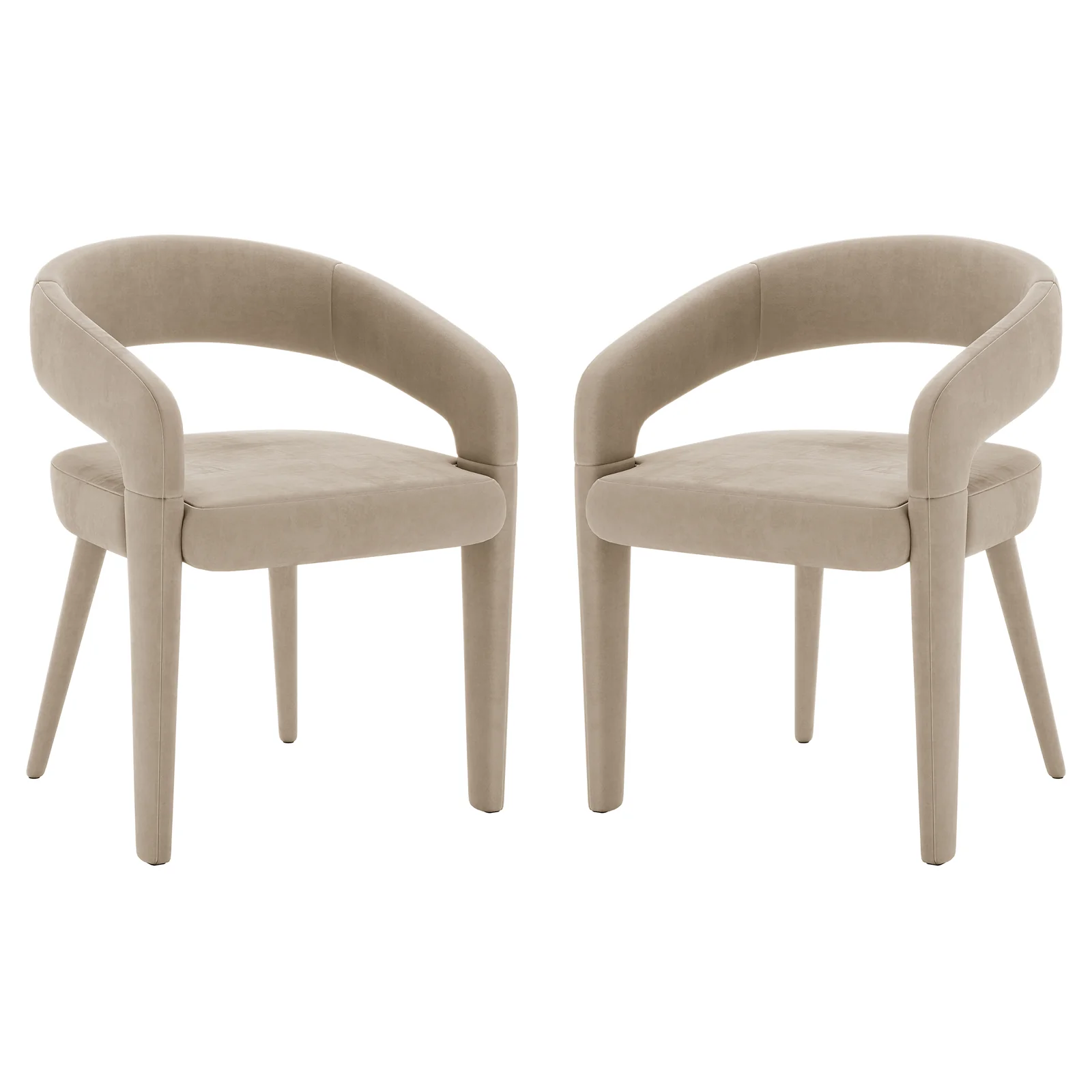 Eisha Velvet Dining Chair Set of 2 in Warm Grey