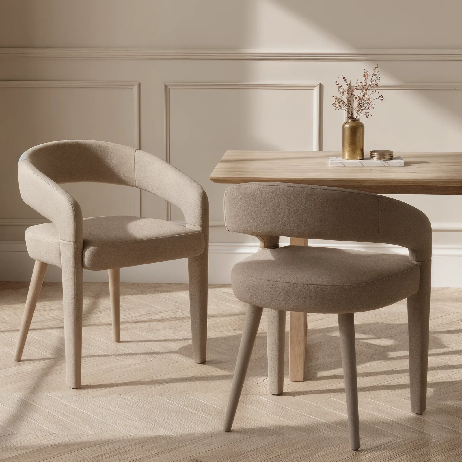 Eisha Velvet Dining Chair Set of 2 in Warm Grey - Image 2