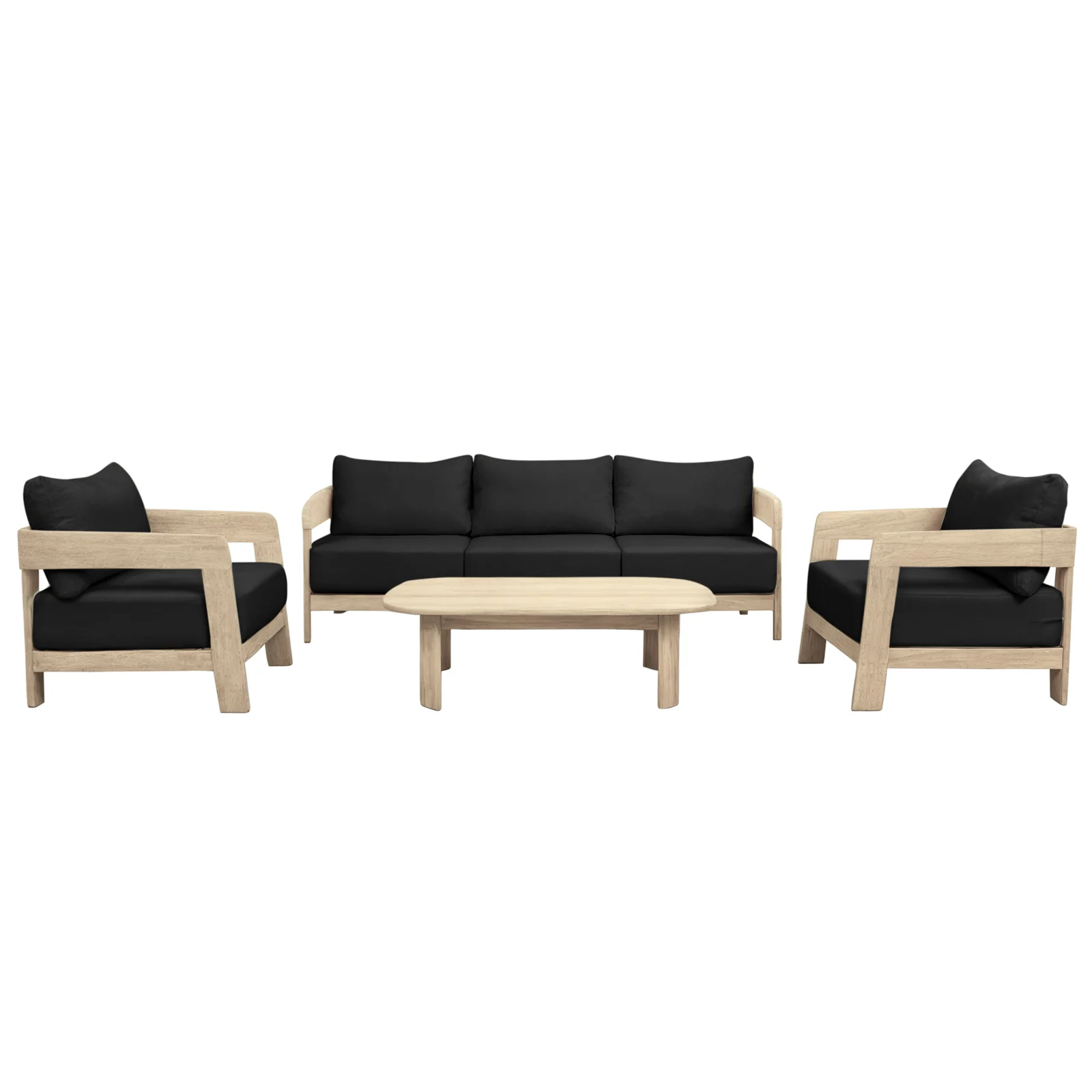 Elani 5 Seater Acacia Hardwood Outdoor Sofa Set in Black