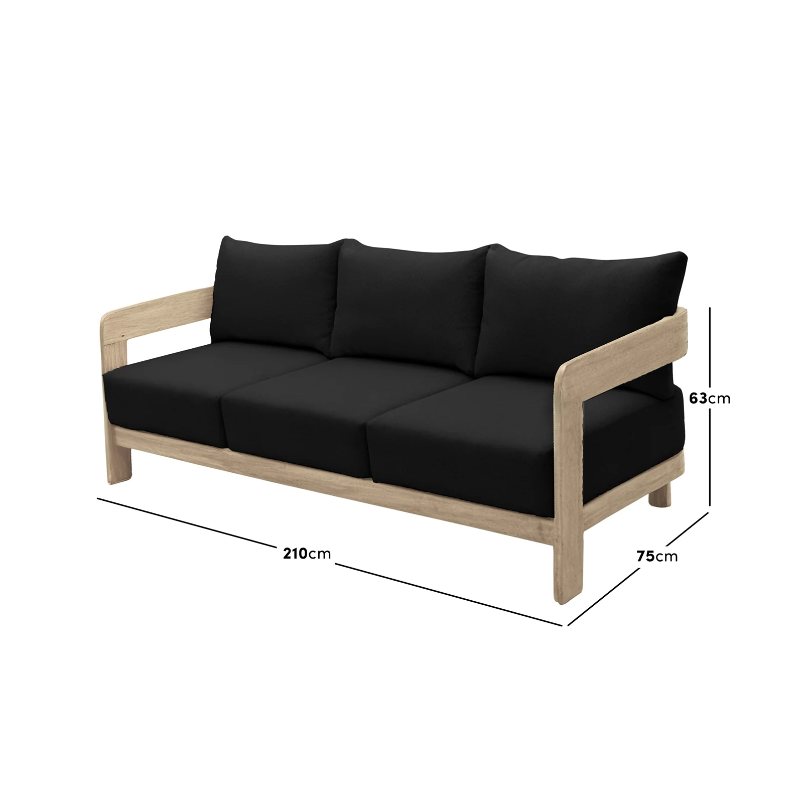 Elani 5 Seater Acacia Hardwood Outdoor Sofa Set in Black - Image 3