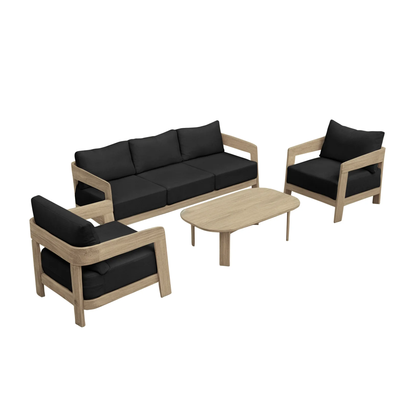 Elani 5 Seater Acacia Hardwood Outdoor Sofa Set in Black - Image 6