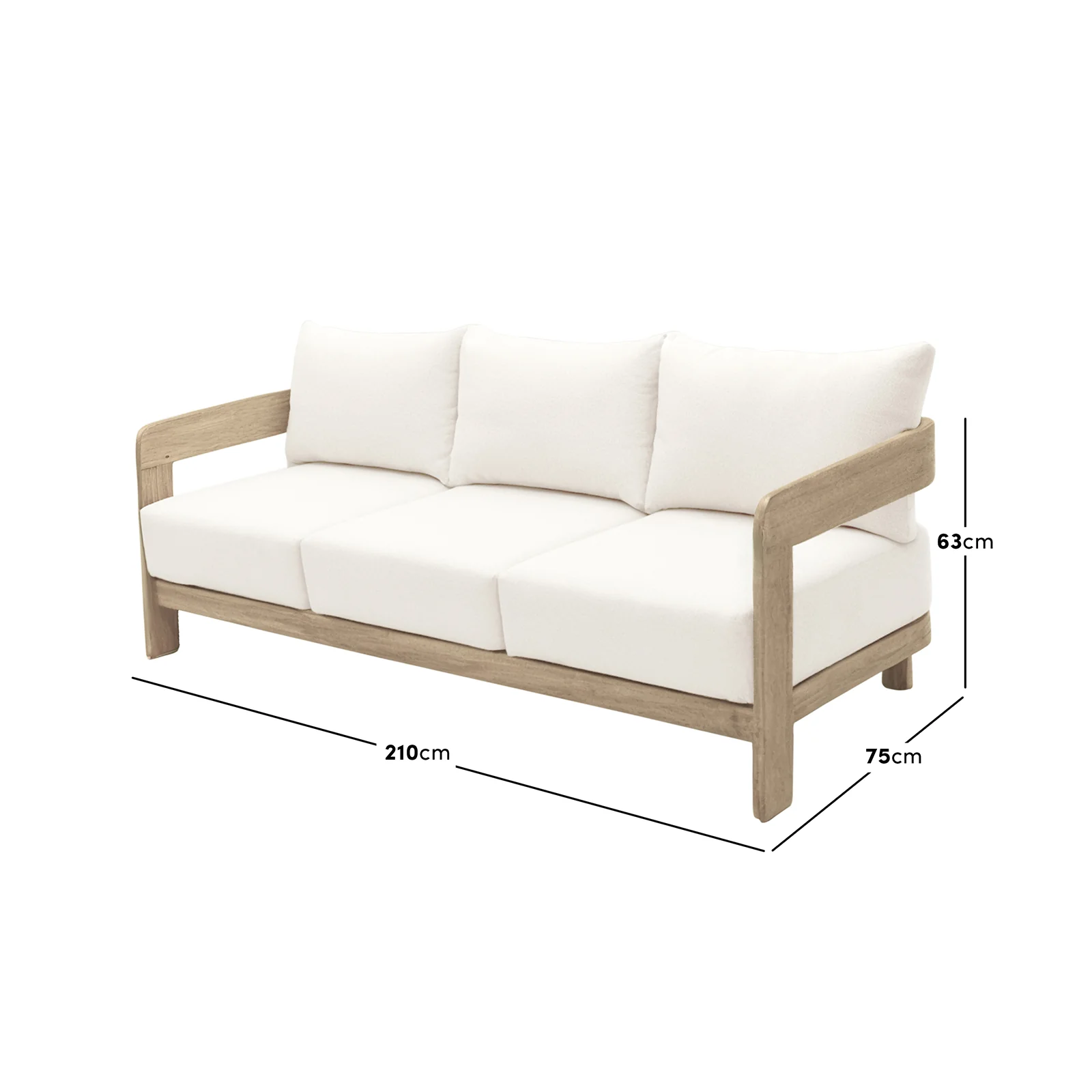 Elani 5 Seater Acacia Hardwood Outdoor Sofa Set in Cream - Image 3