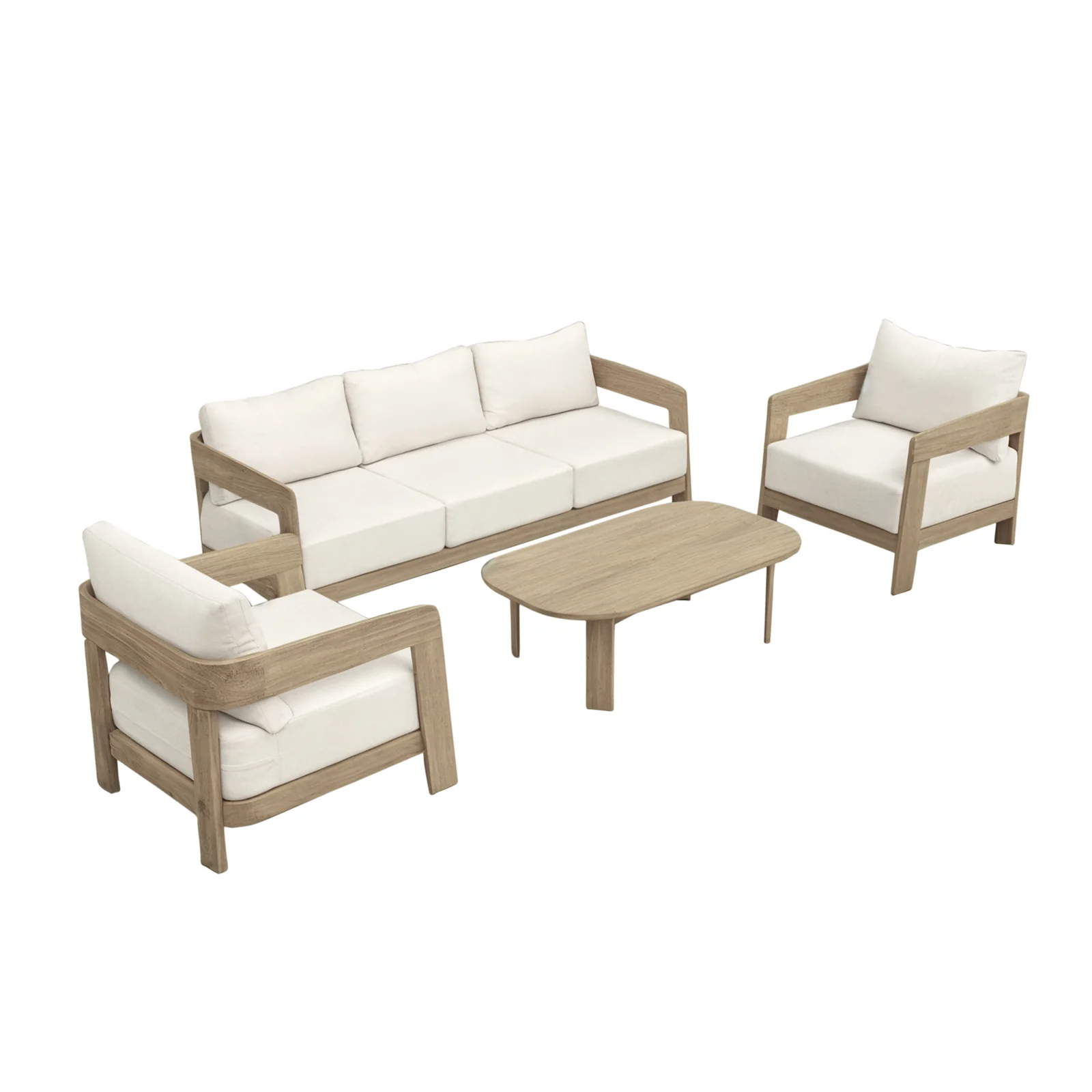 Elani 5 Seater Acacia Hardwood Outdoor Sofa Set in Cream - Image 6