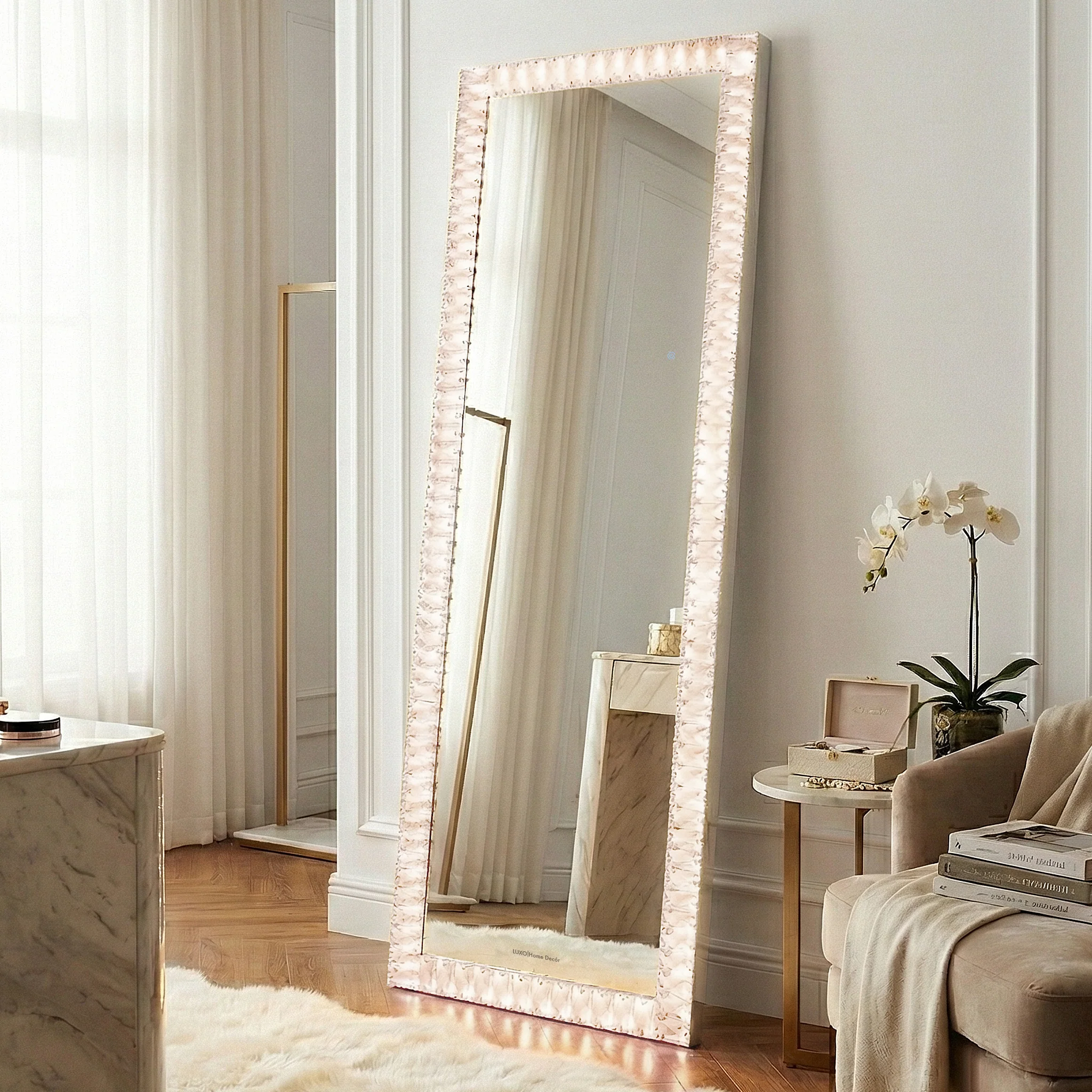 Eldor 160cm Crystal LED Full Length Mirror - Image 3