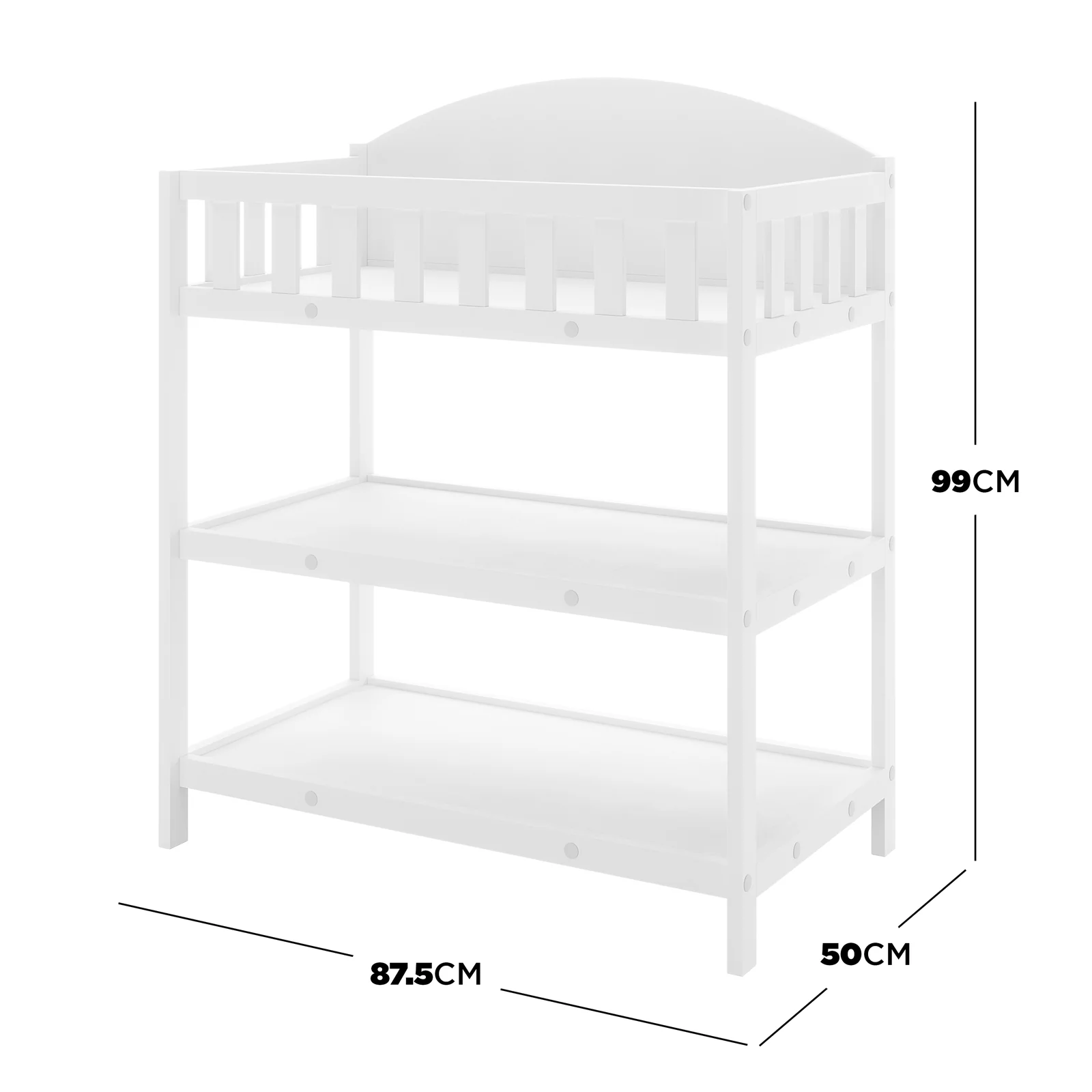 Elisabeth Solid Pine Baby Change Table with Storage in White - Image 3