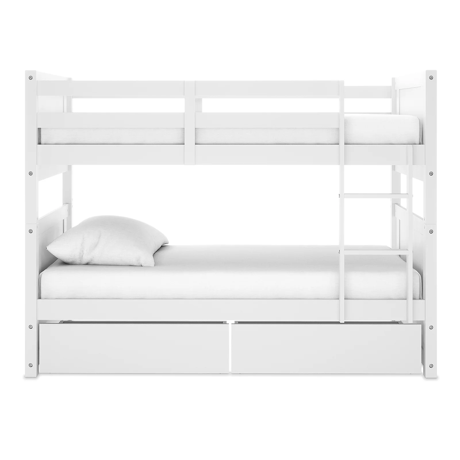 Elisha Single Solid Pine Storage Bunk Bed in White - Image 4