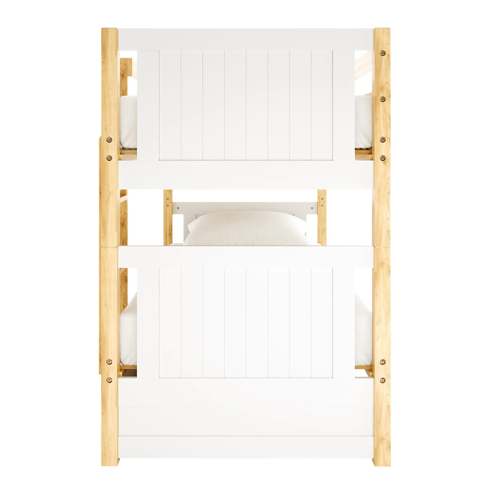Elisha Single Solid Pine Storage Bunk Bed in White & Natural - Image 5