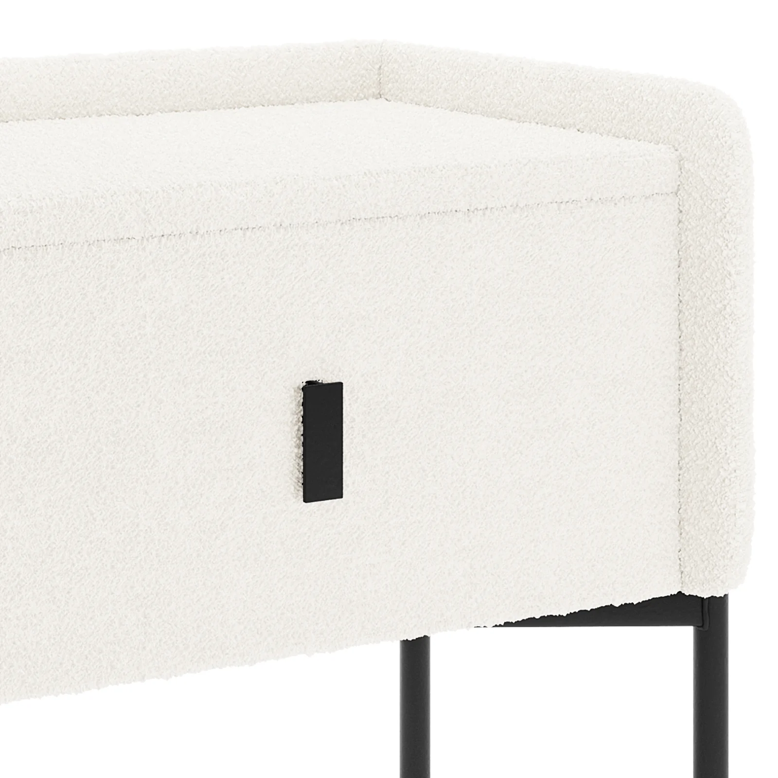 Eliz Boucle Fabric Bedside Table in Cream White - Image 8
