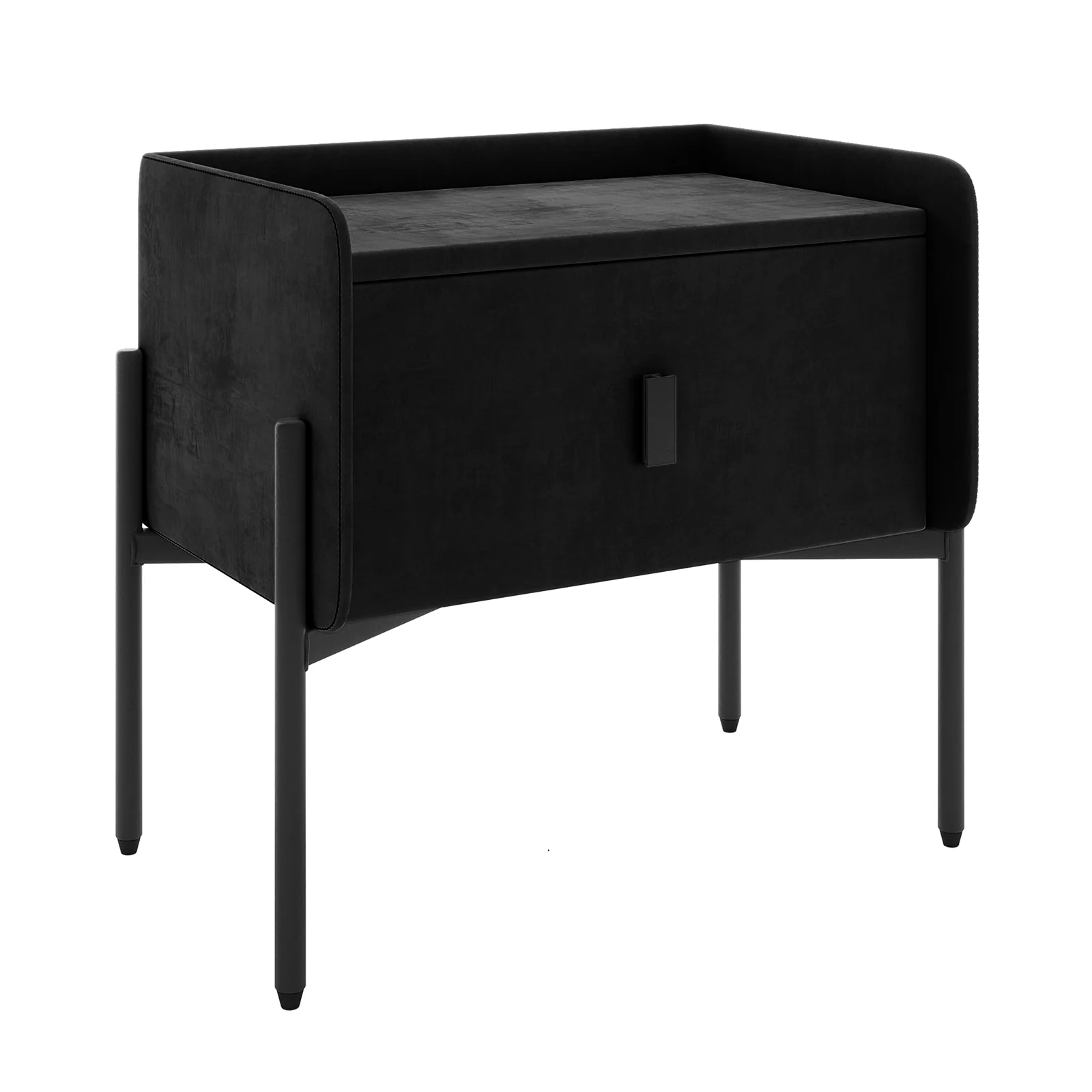 Eliz Velvet Fabric Bedside Table in Black - Image 6