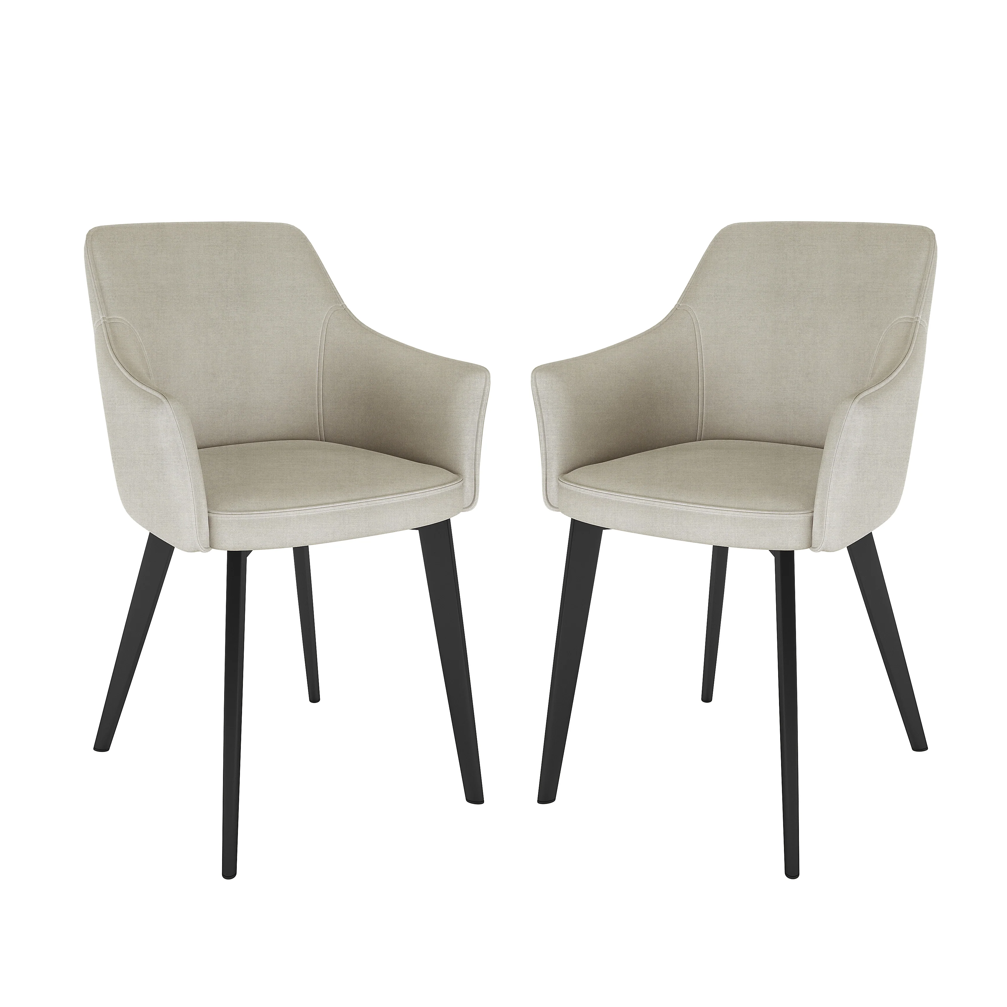 Ella Linen Dining Chair Set of 2 in Cream White