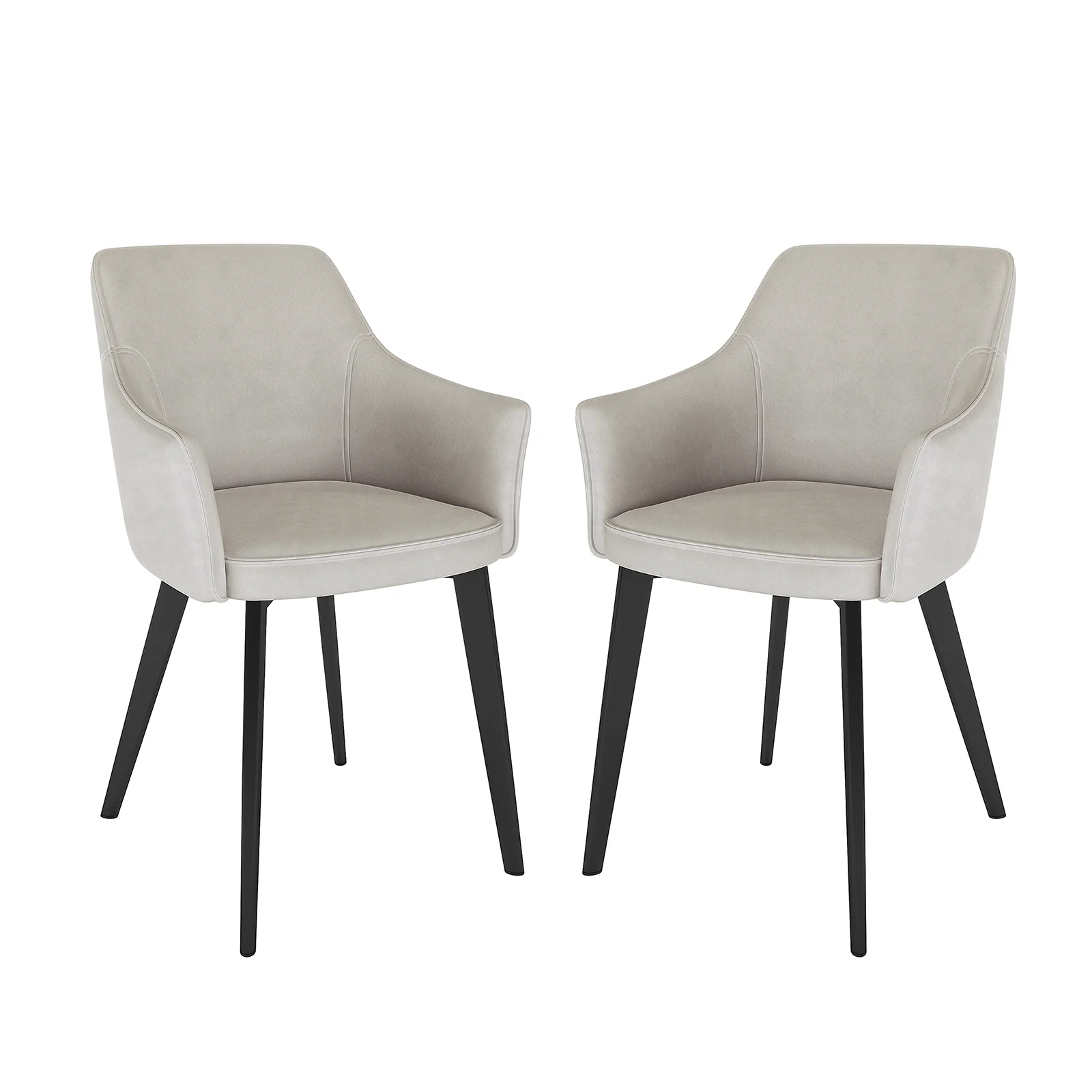 Ella Velvet Dining Chair Set of 2 in Light Grey