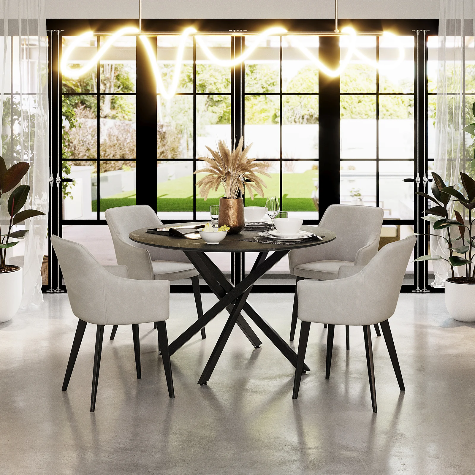 Ella Velvet Dining Chair Set of 2 in Light Grey - Image 2