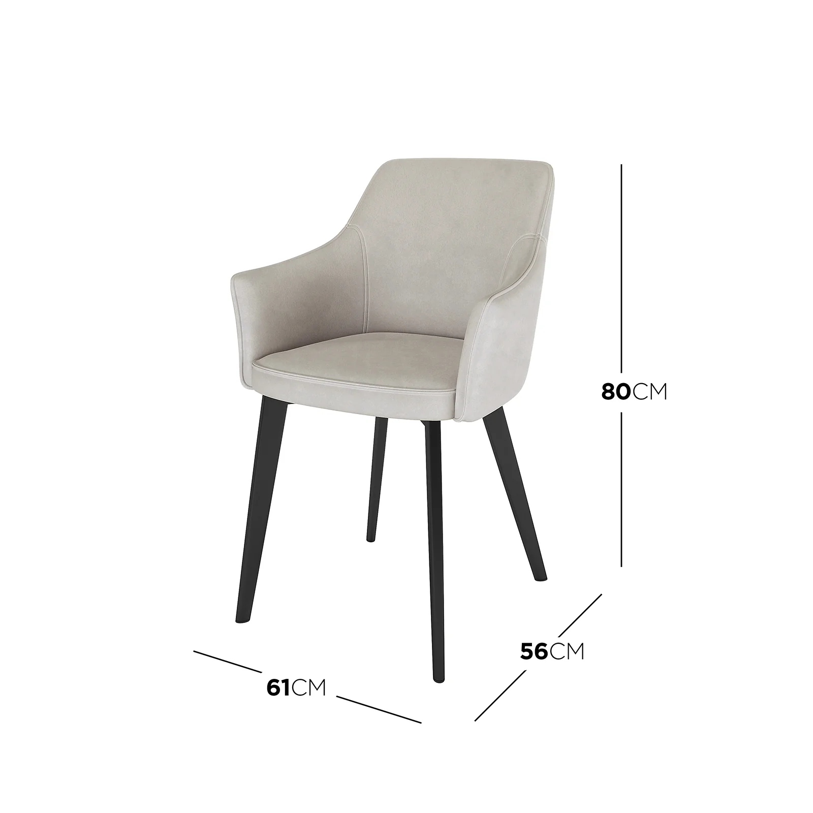 Ella Velvet Dining Chair Set of 2 in Light Grey - Image 3
