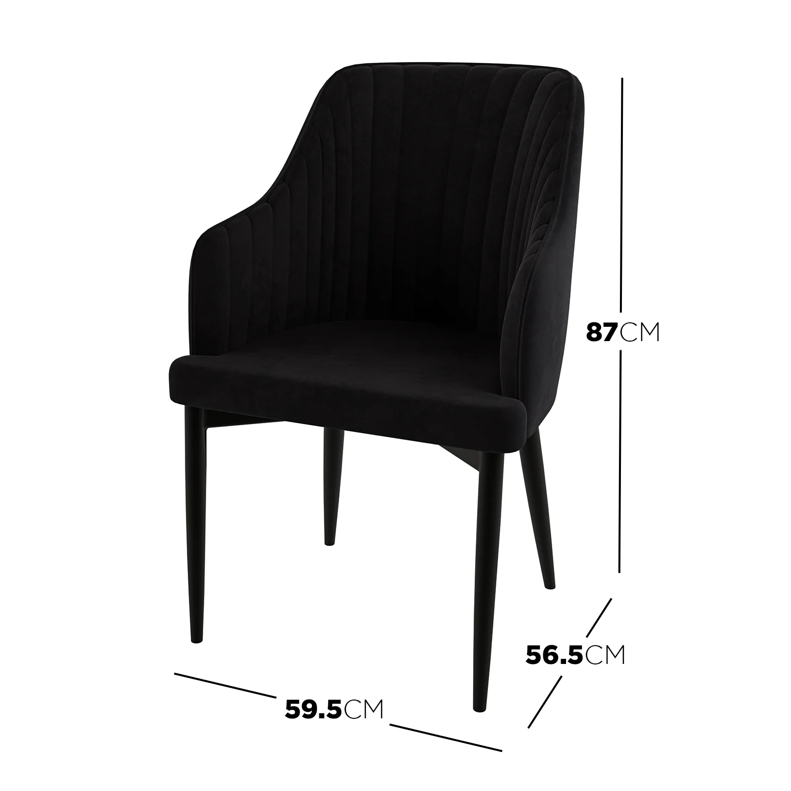 Elly Curved Velvet Dining Chairs Set of 2 in Black - Image 10