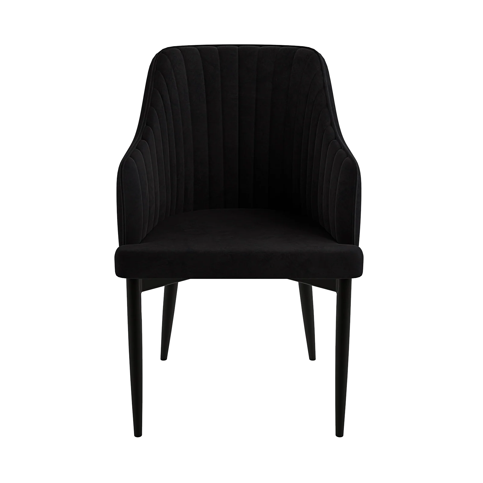 Elly Curved Velvet Dining Chairs Set of 2 in Black - Image 4