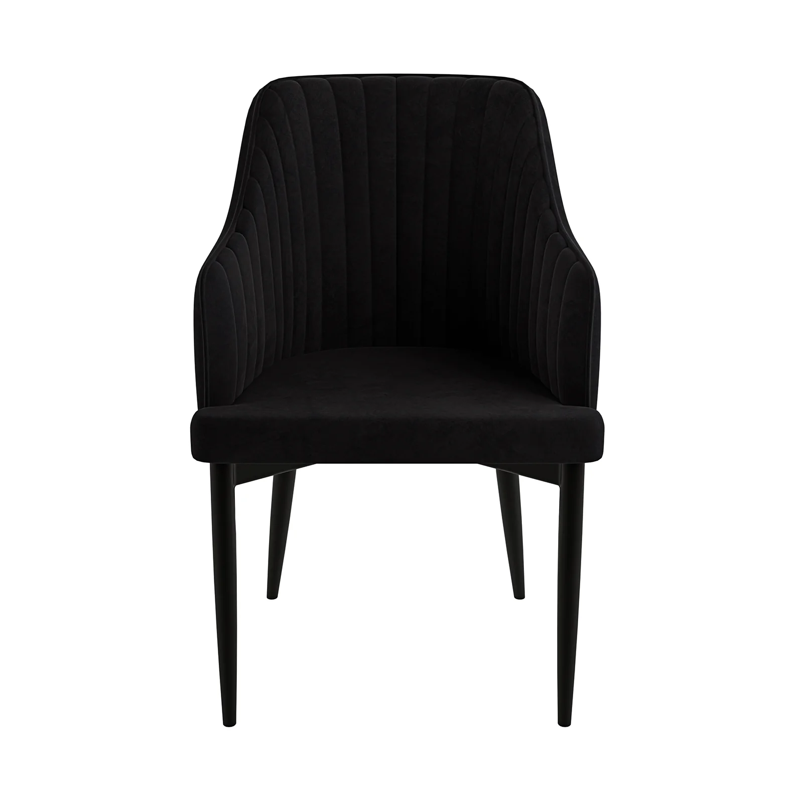 Elly Curved Velvet Dining Chairs Set of 2 in Black - Image 5
